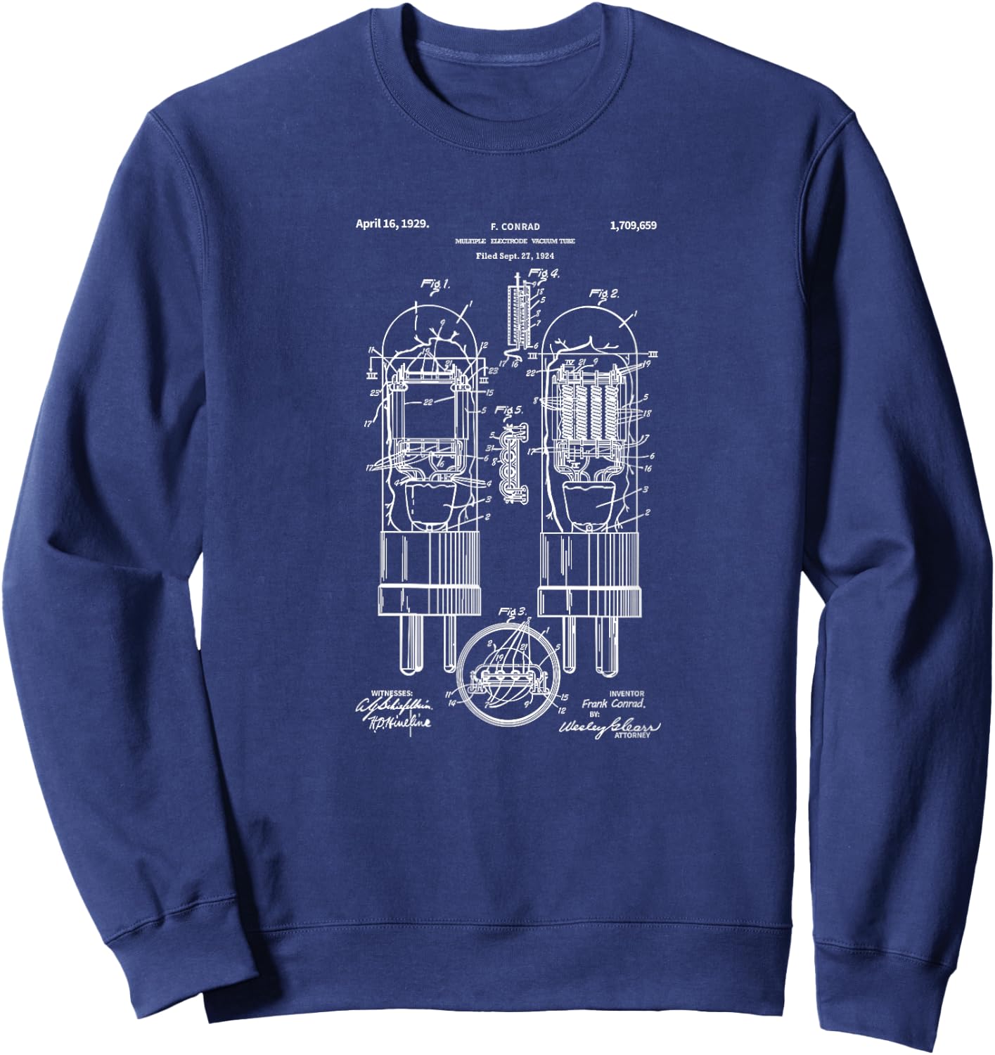 Audiophile Vacuum Tube Patent Sweatshirt - Sweatshirt | Navy