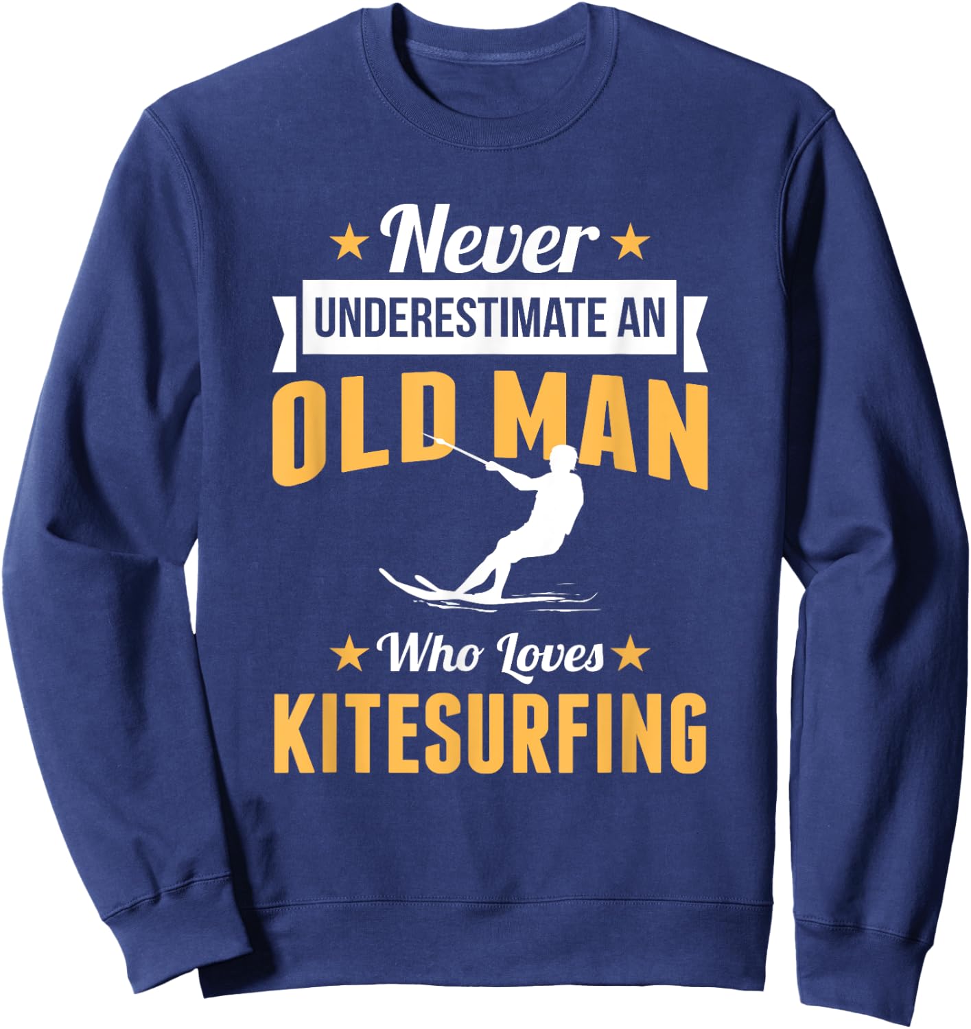 Kitesurfer Old Man Kitesurfing Board Gift Grandpa Sweatshirt - Sweatshirt | Navy