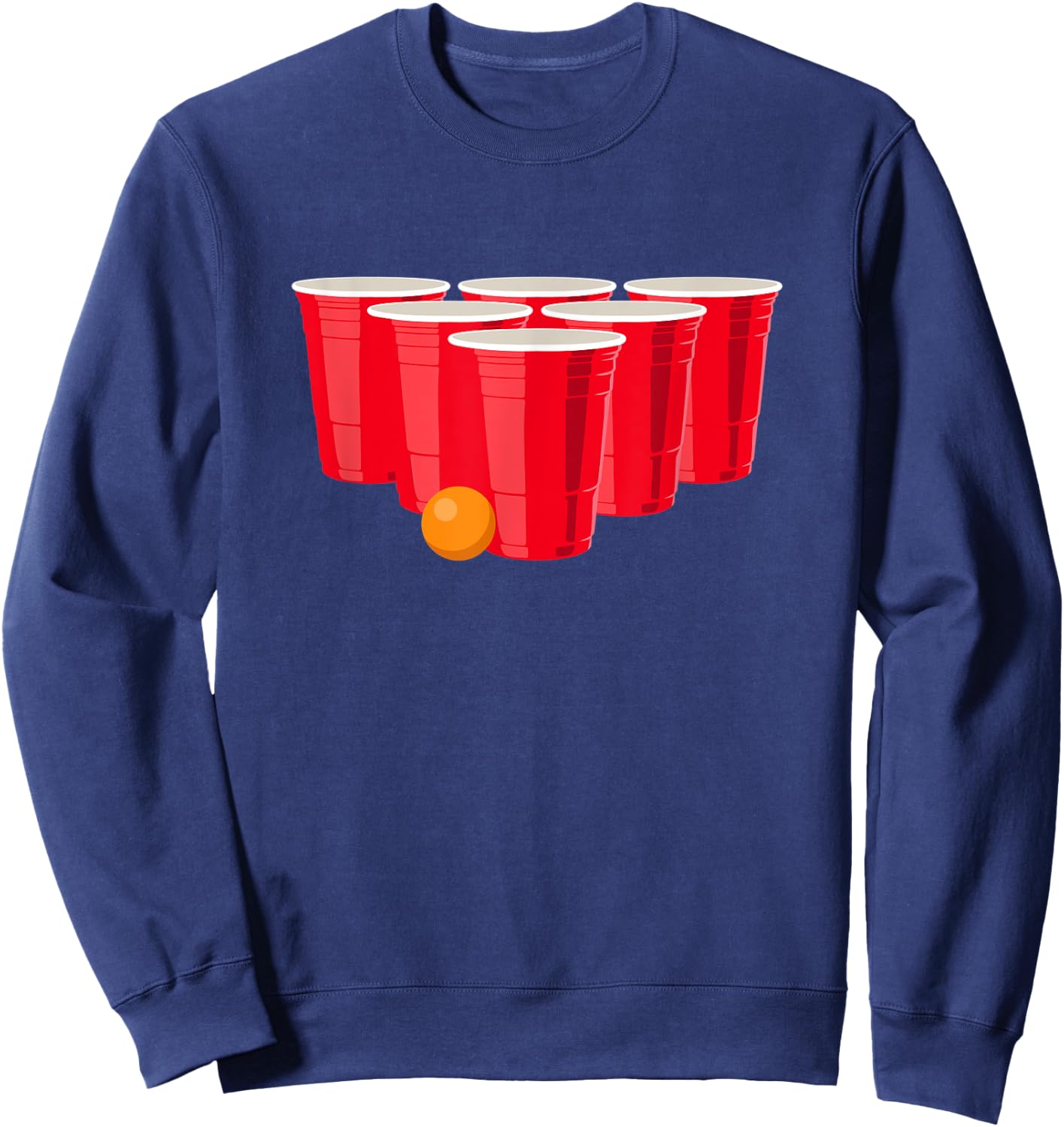 Beer Pong Cups Illustration - Funny Drinking Sweatshirt - Sweatshirt | Navy