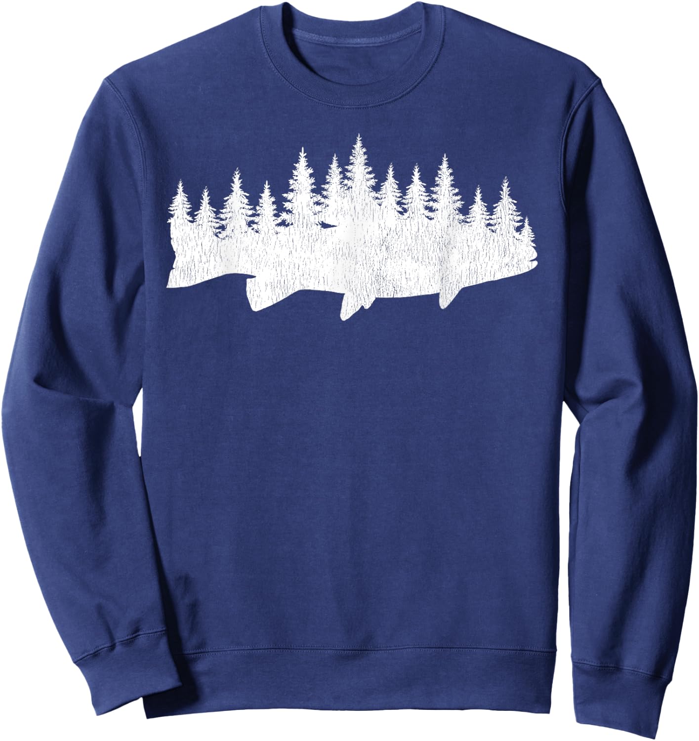Steelhead Fishing - Forest Treeline Trout Fisherman Gift Sweatshirt - Sweatshirt | Navy