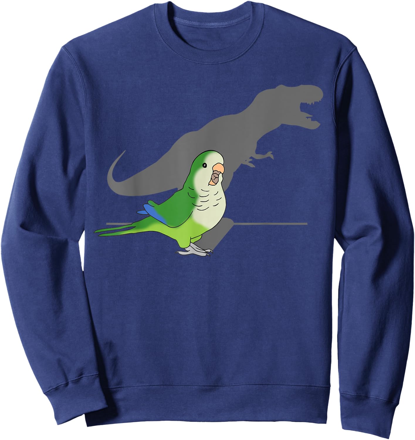 T-rex Green Monk Parakeet, Funny Birb memes Screaming Parrot Sweatshirt - Sweatshirt | Navy