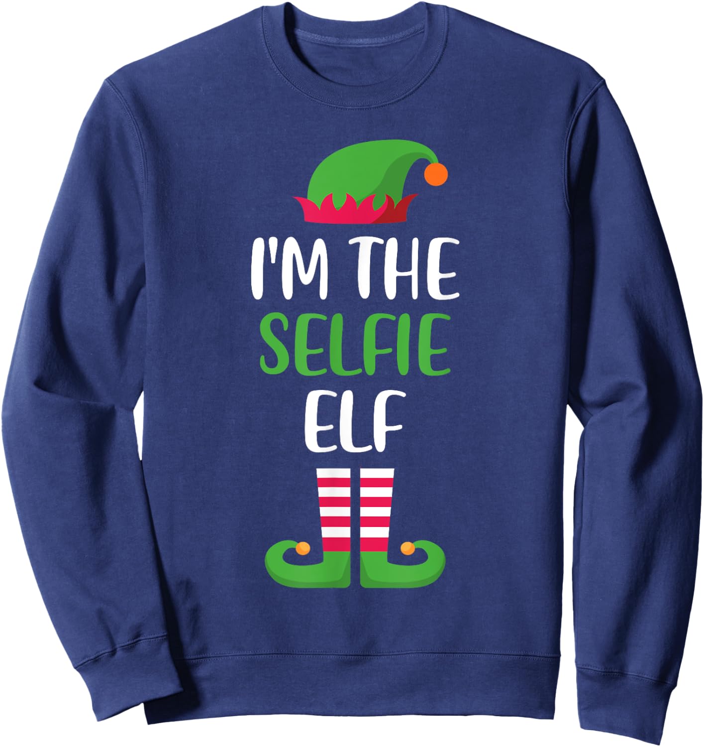 The Selfie Elf Family Matching Christmas Group Funny Xmas Sweatshirt - Sweatshirt | Navy