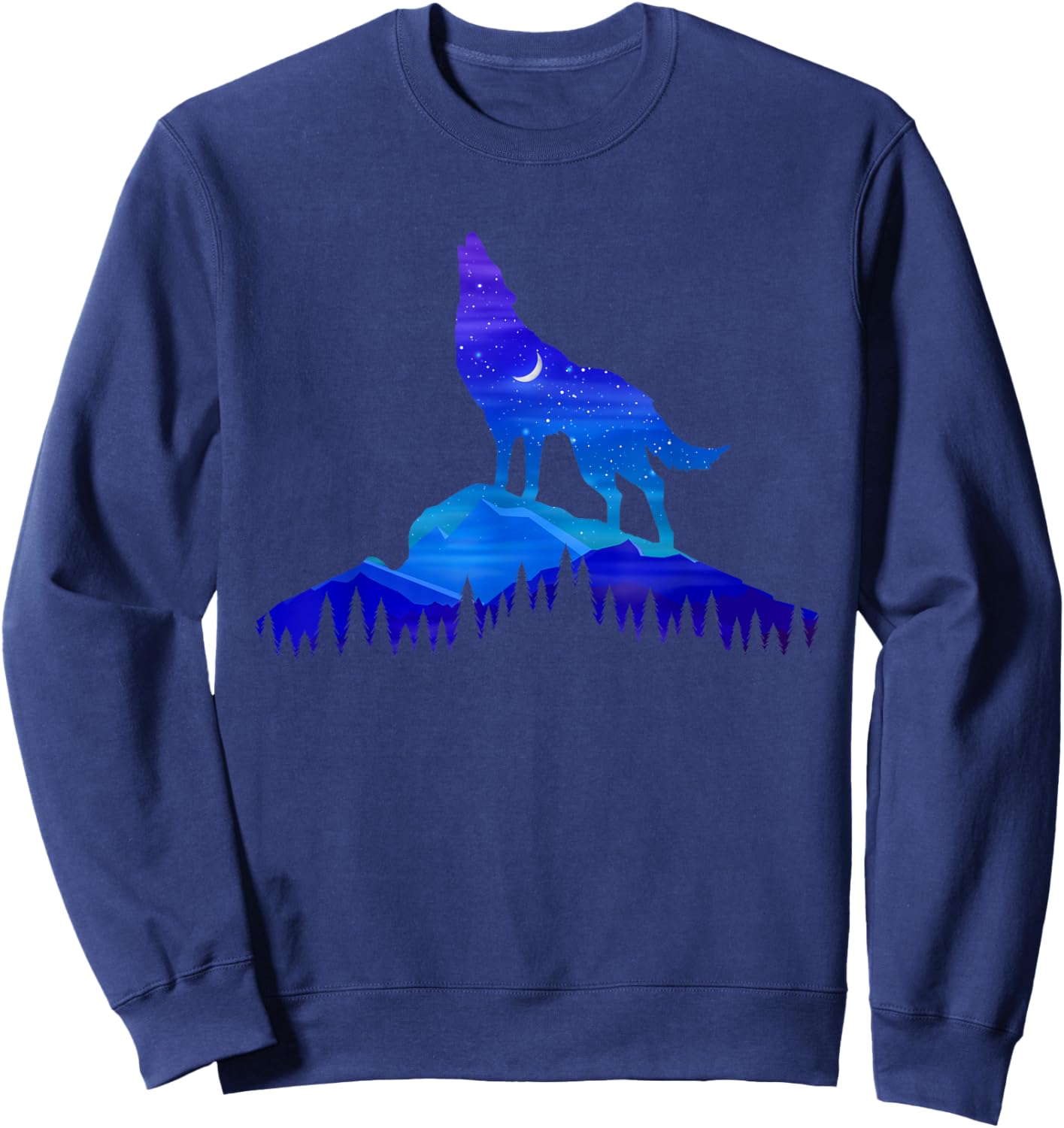 Starry Wolf - Wildlife Nature Animal Lover Sweatshirt - Sweatshirt | Navy