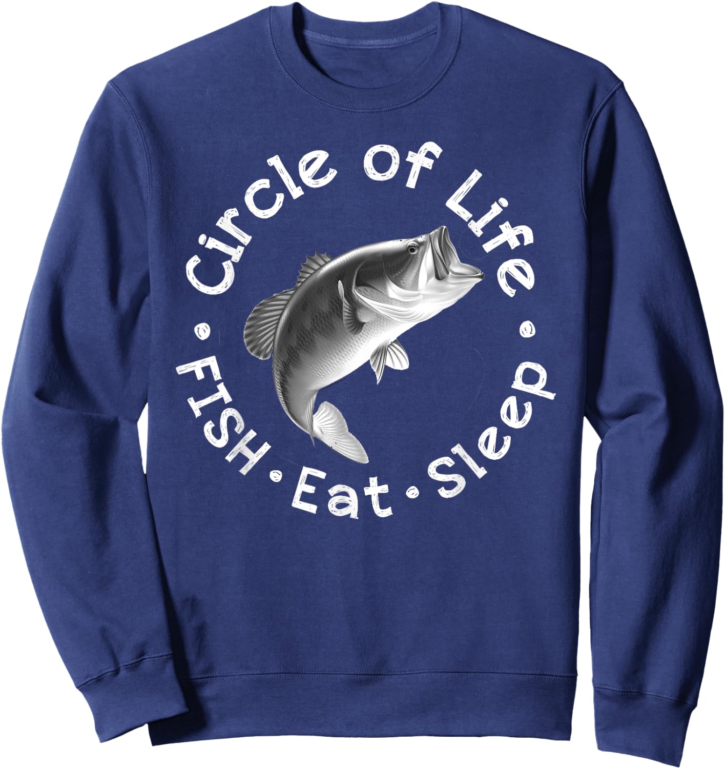 Funny Bass Fishing Circle Life Big Mouth Sweatshirt - Sweatshirt | Navy