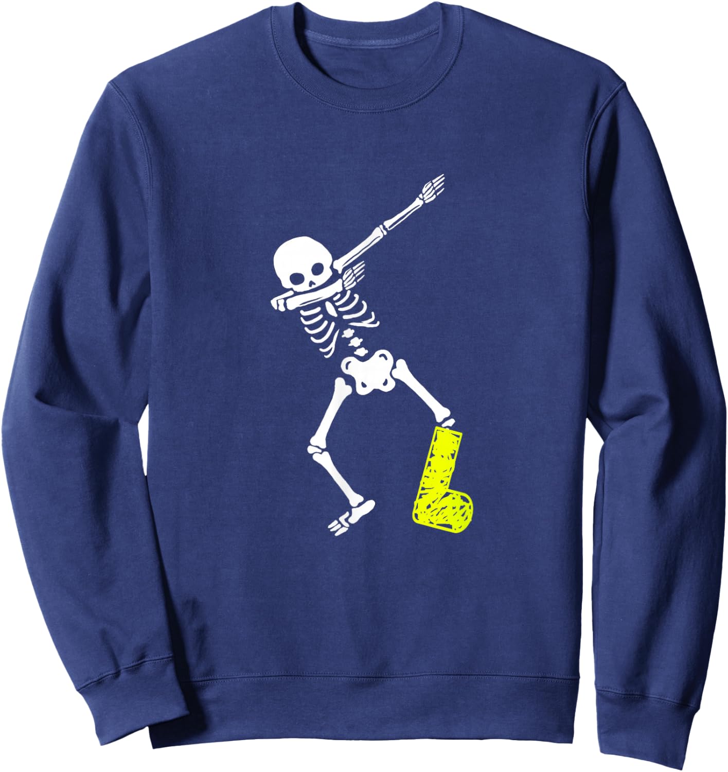 Funny Injury Dabbing Skeleton Broken Leg Kids Adult Sweatshirt - Sweatshirt | Navy