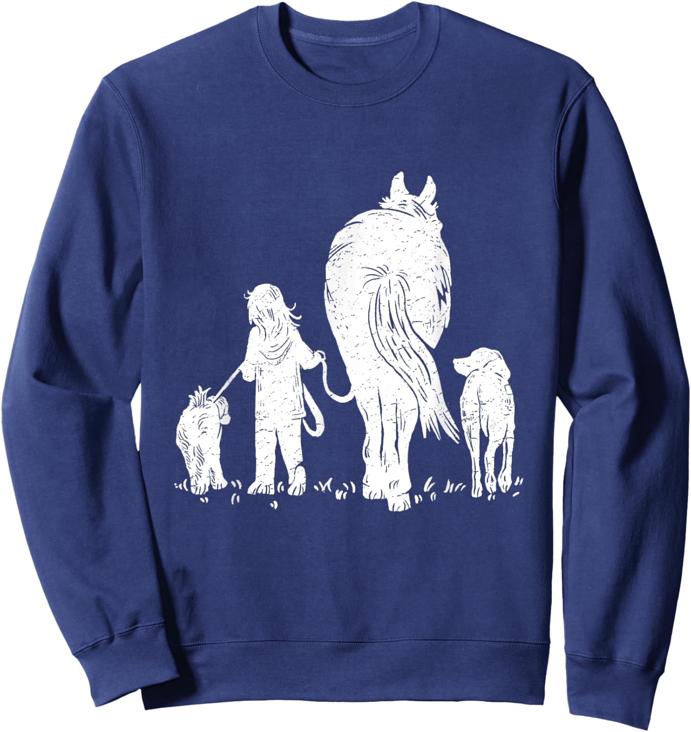 Girl with Horse and Dog Sweatshirt - Sweatshirt | Navy