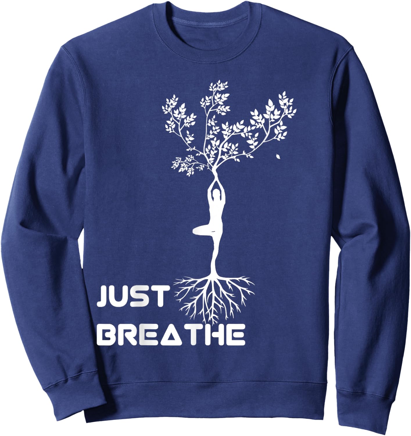 Yoga Tree of Life with Just breathe Women rooted Sweatshirt - Sweatshirt | Navy