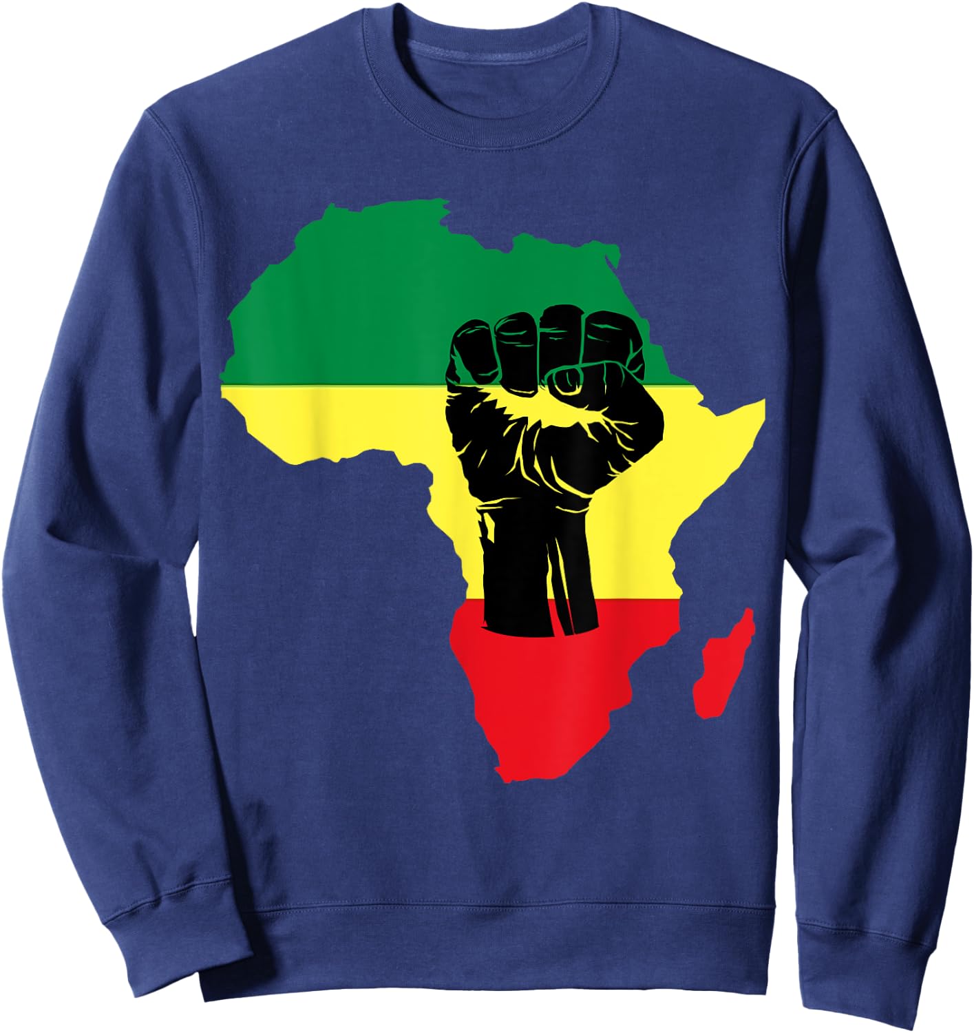 Black History Month Celebration | African Map Fist Sweatshirt - Sweatshirt | Navy