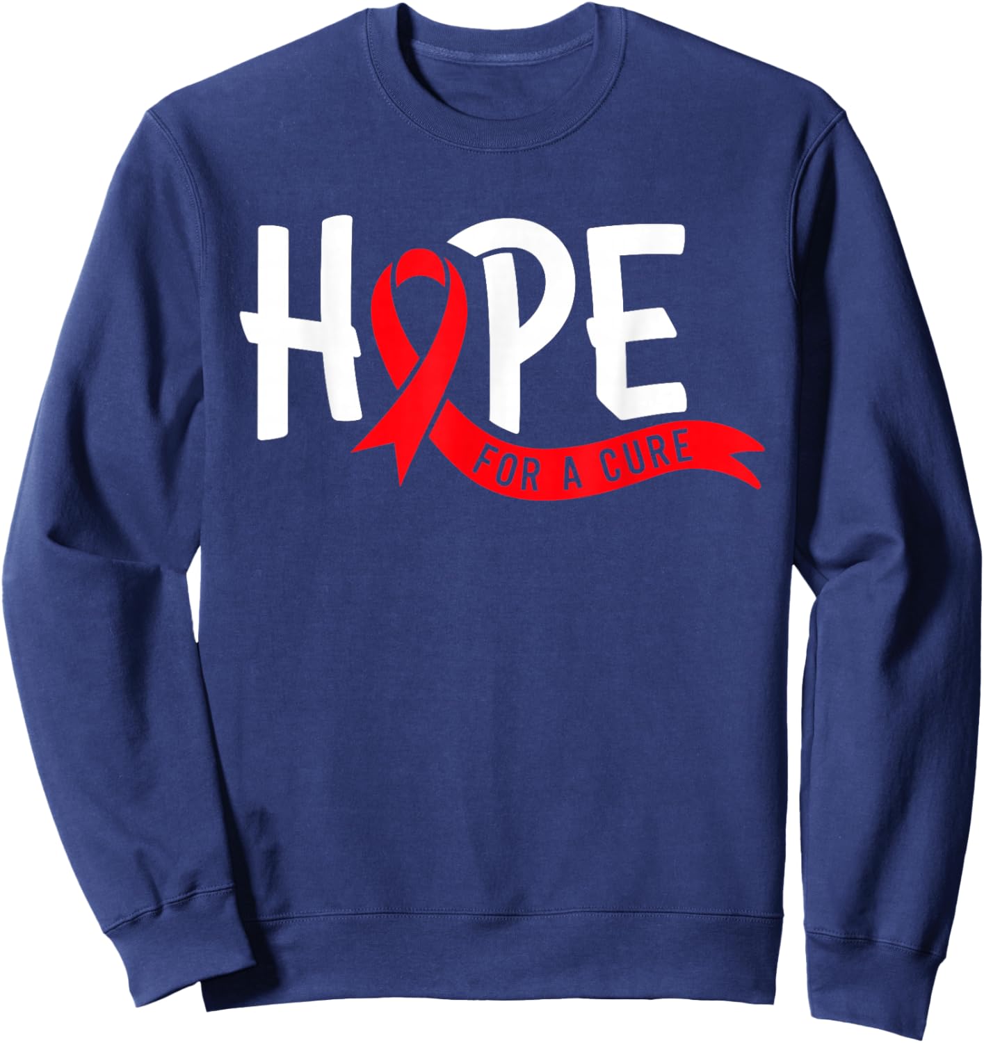Aids Hope Red Ribbon World Aids Day Hiv Aids Awareness Sweatshirt - Sweatshirt | Navy