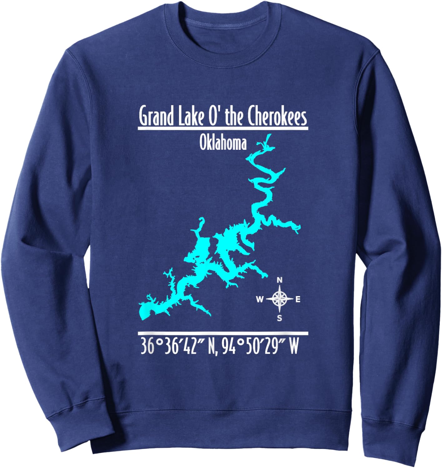 Modern Grand Lake of the Cherokees - Oklahoma Sweatshirt - Sweatshirt | Navy