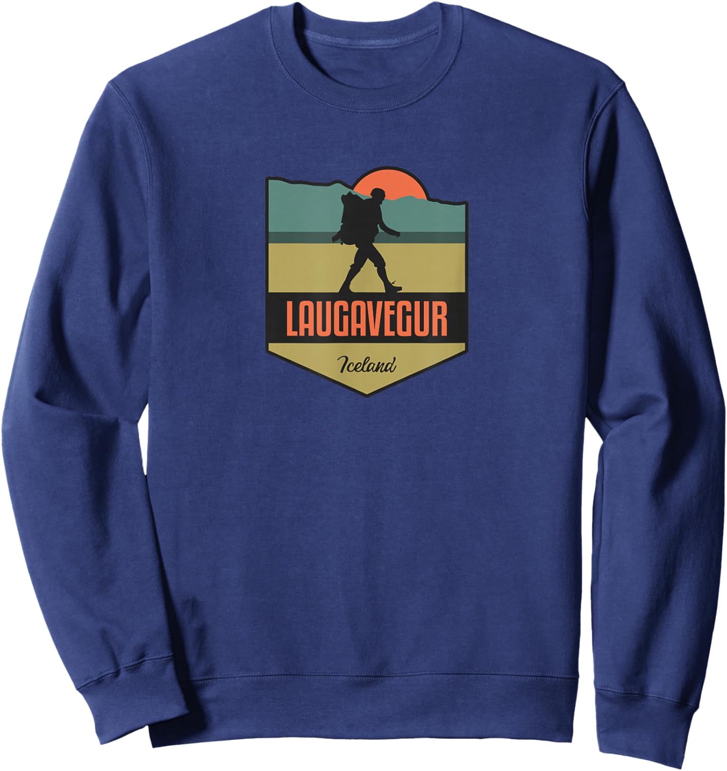 Hiking Trail Memories - Laugavegur Iceland - Women's Classic Fit Black Short Sleeve Cotton - Small Sweatshirt - Sweatshirt | Navy