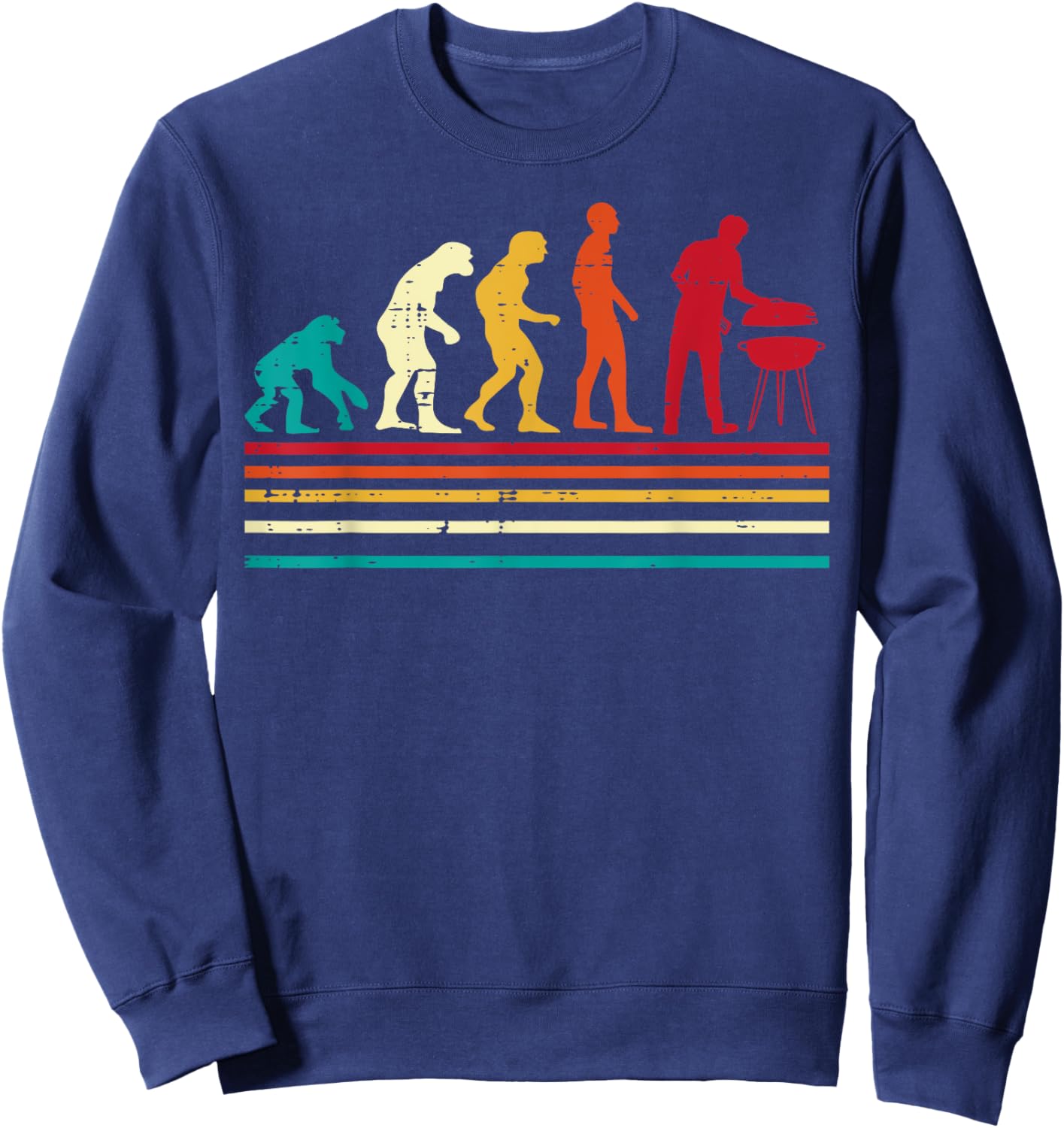 Bbq Grilling Evolution Retro Barbecue Men Women Kids Sweatshirt - Sweatshirt | Navy