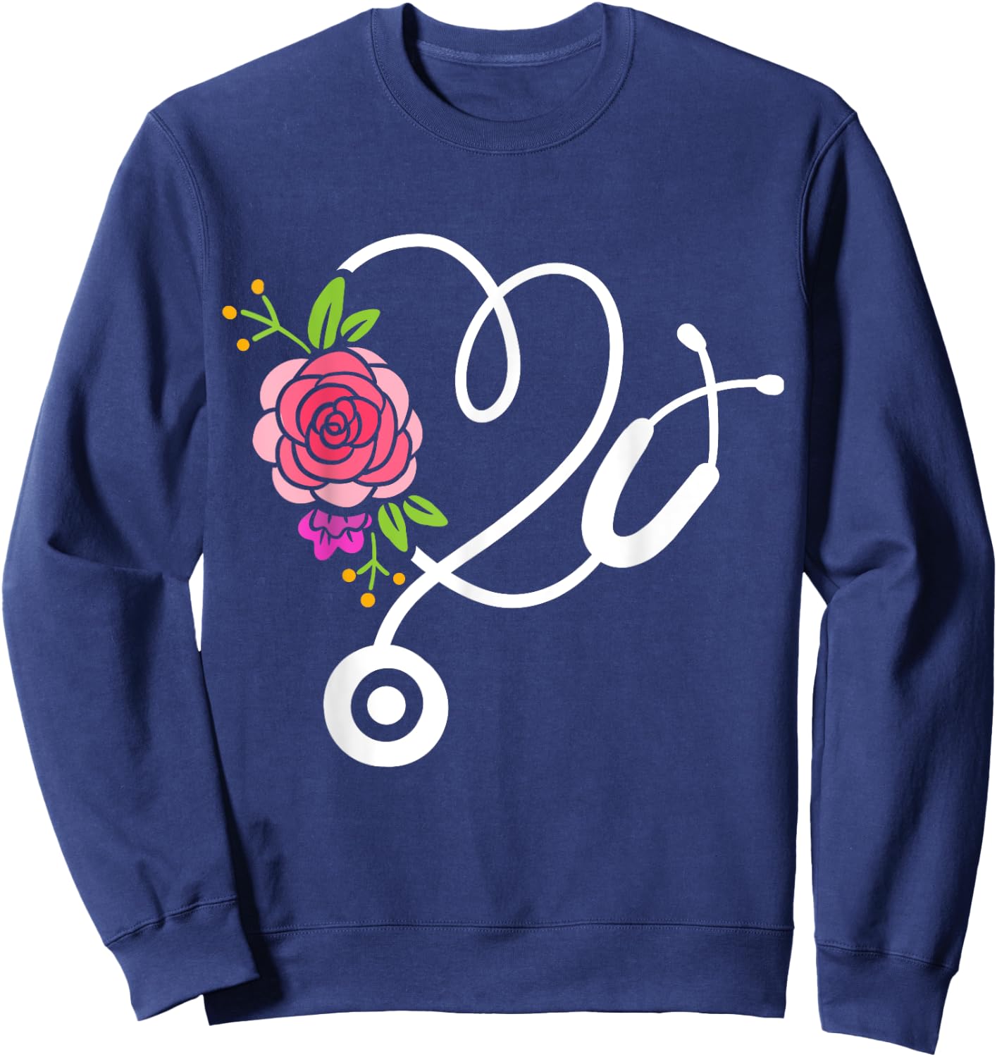 Stethoscope Flower Doctor Nurse Physical Assistant RN Sweatshirt - Sweatshirt | Navy