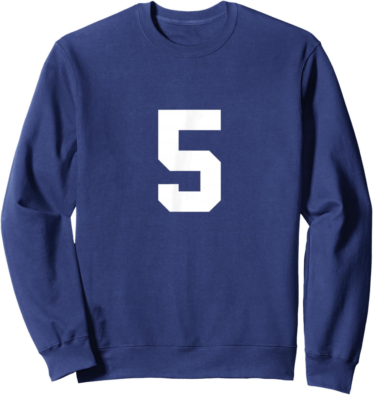 Number 5 (on Front/Back) Sports Team Jersey Number Sweatshirt - Sweatshirt | Navy