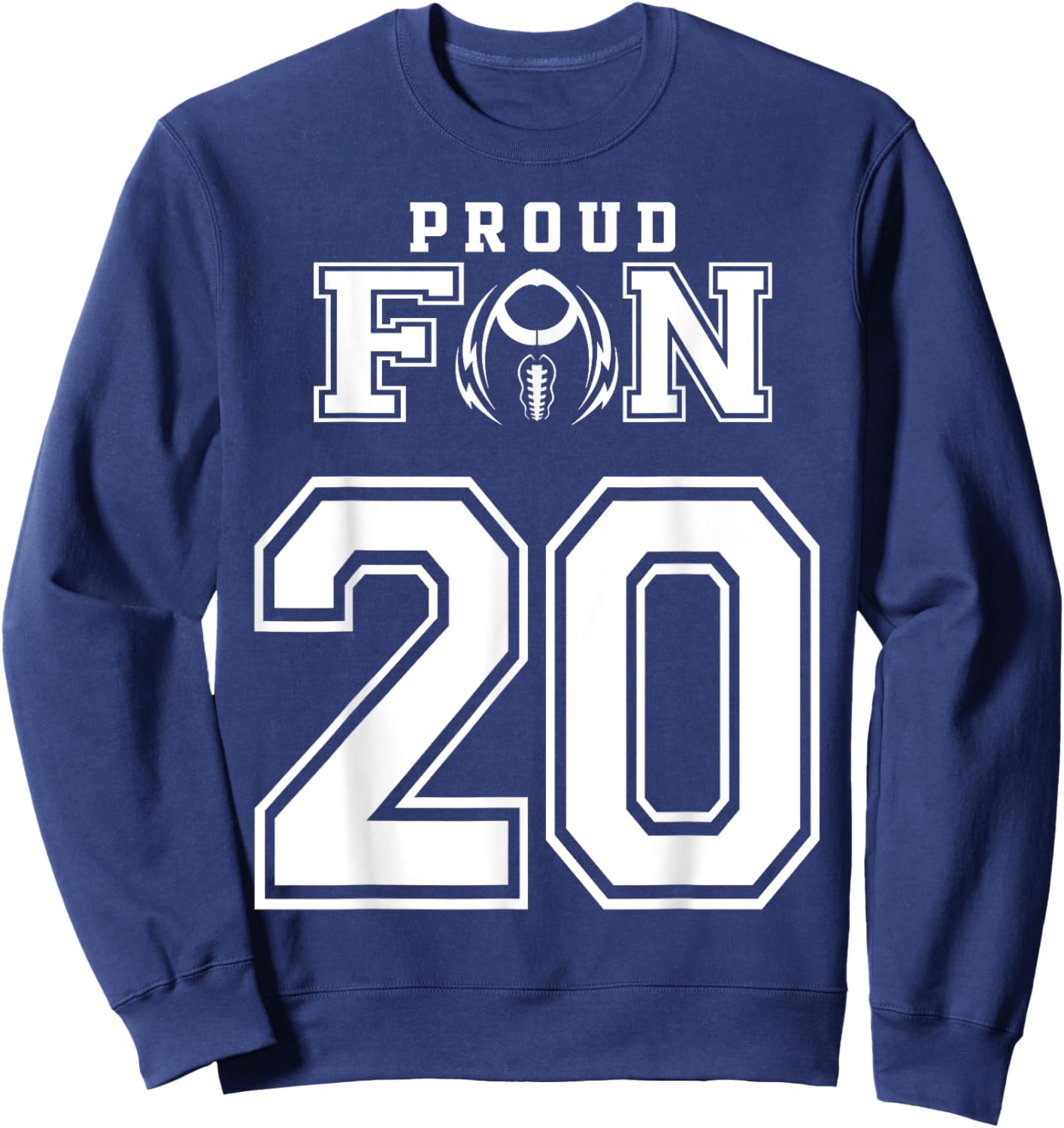 Custom Proud Football Fan Number 20 Personalized Sweatshirt - Sweatshirt | Navy