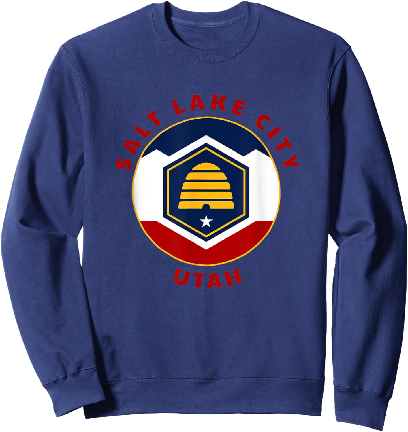 Salt Lake City Utah New UT Flag Beehive Vacation Souvenir Sweatshirt - Sweatshirt | Navy