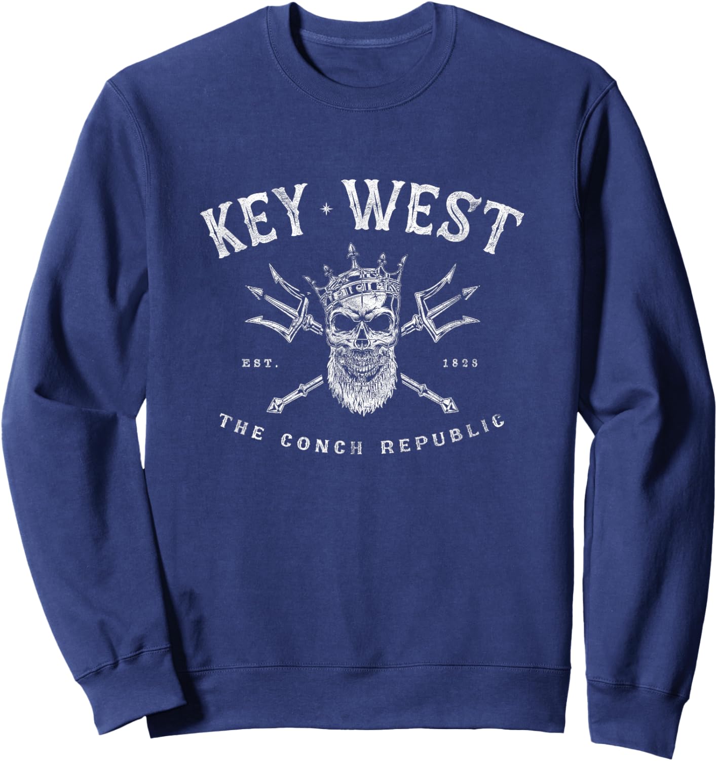 Key West Florida Vintage Poseidon Conch Republic Sweatshirt - Sweatshirt | Navy