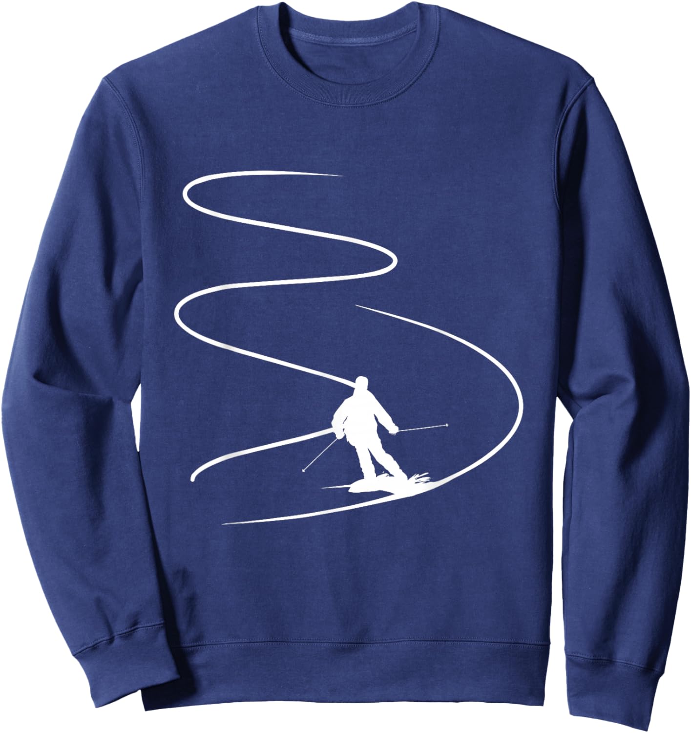 Skier With Tracks In Deep Powder Snow Freeride Sport Skiing Sweatshirt - Sweatshirt | Navy
