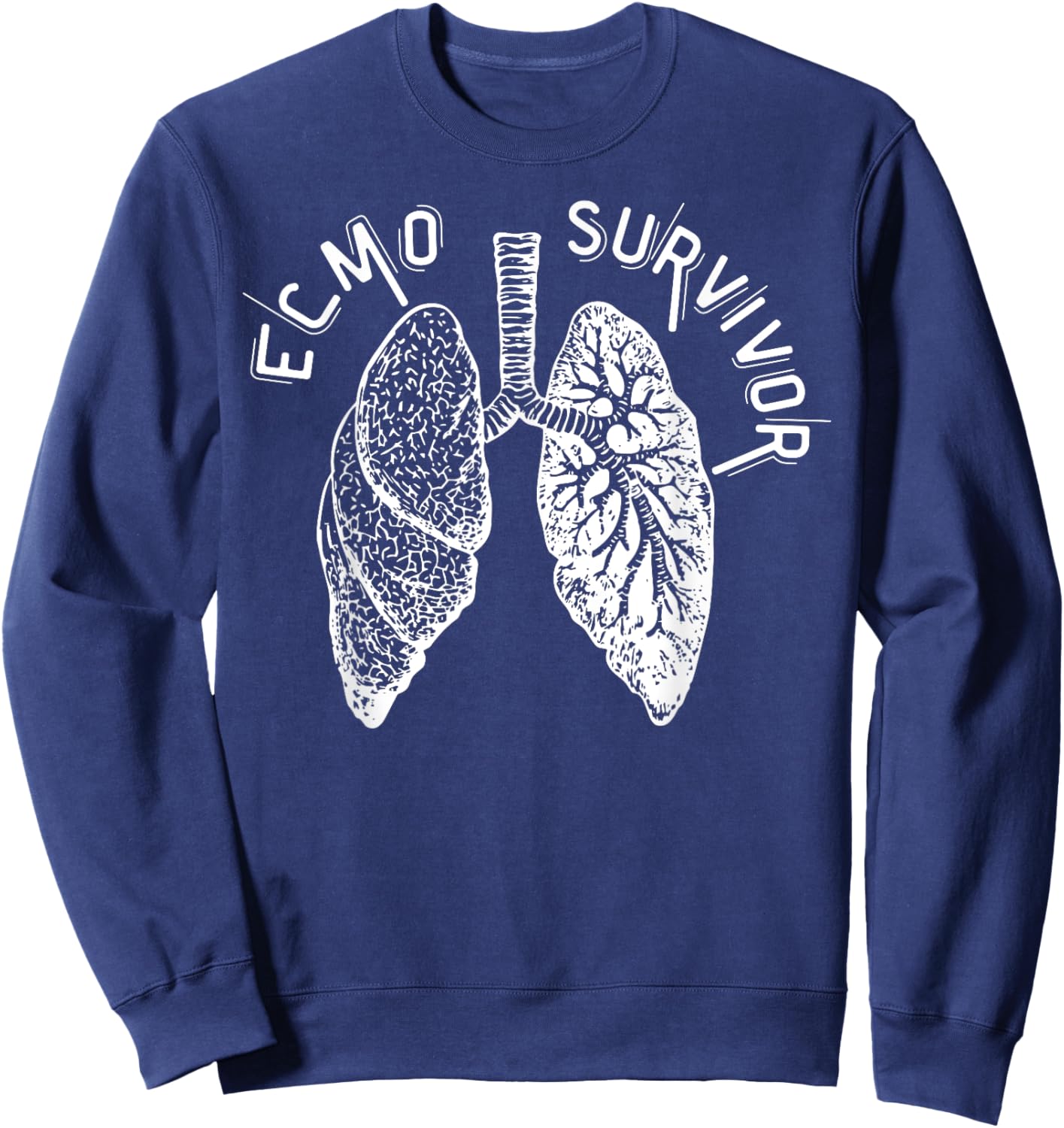 Retro Lungs ECMO Survivor ECMO Oxygenator Nurse Hospital Sweatshirt - Sweatshirt | Navy