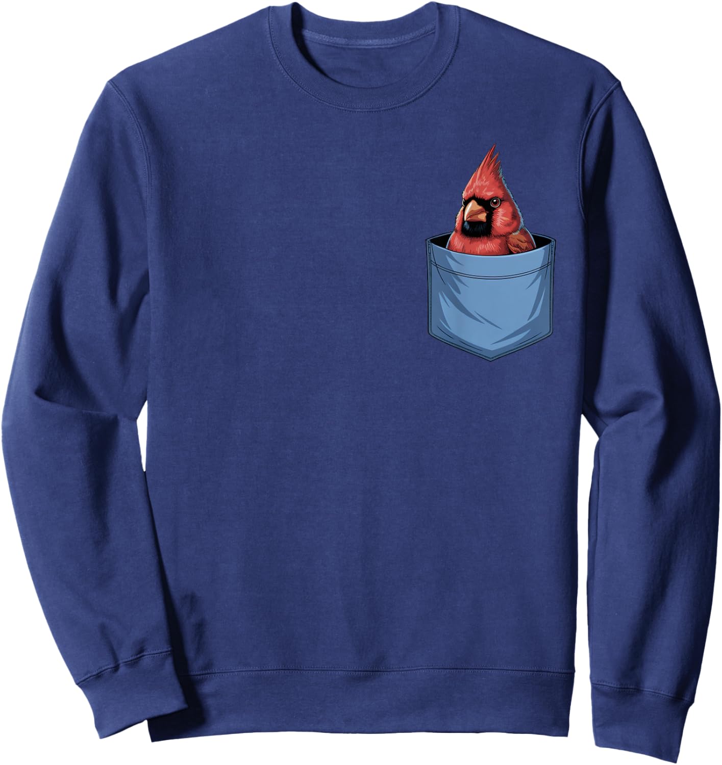 Cute Pocket Red Cardinal Bird Lovers Birdwatcher Sweatshirt - Sweatshirt | Navy