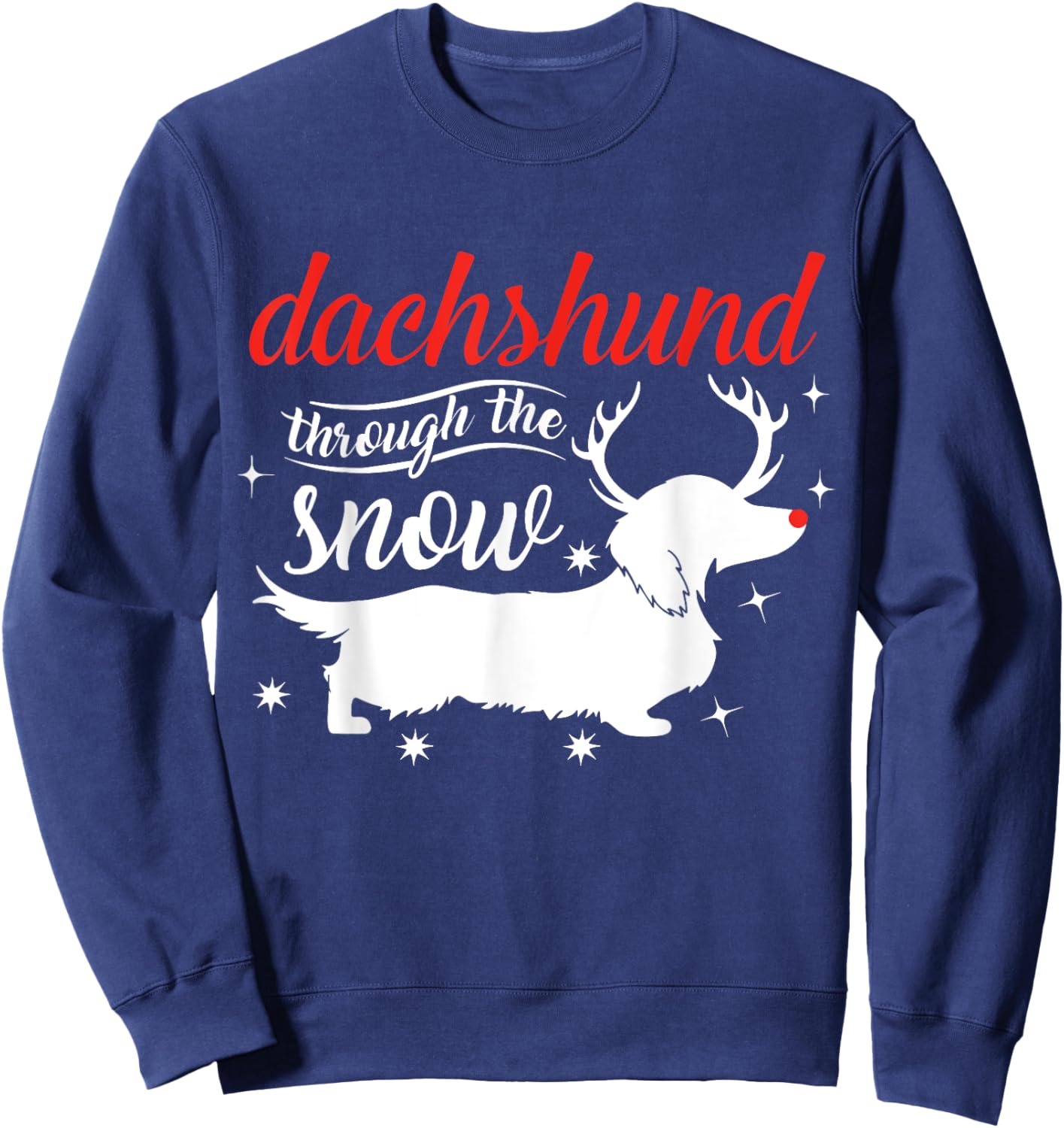 Dachshund Dog Through the Snow Weiner Dachshund Sweatshirt - Sweatshirt | Navy