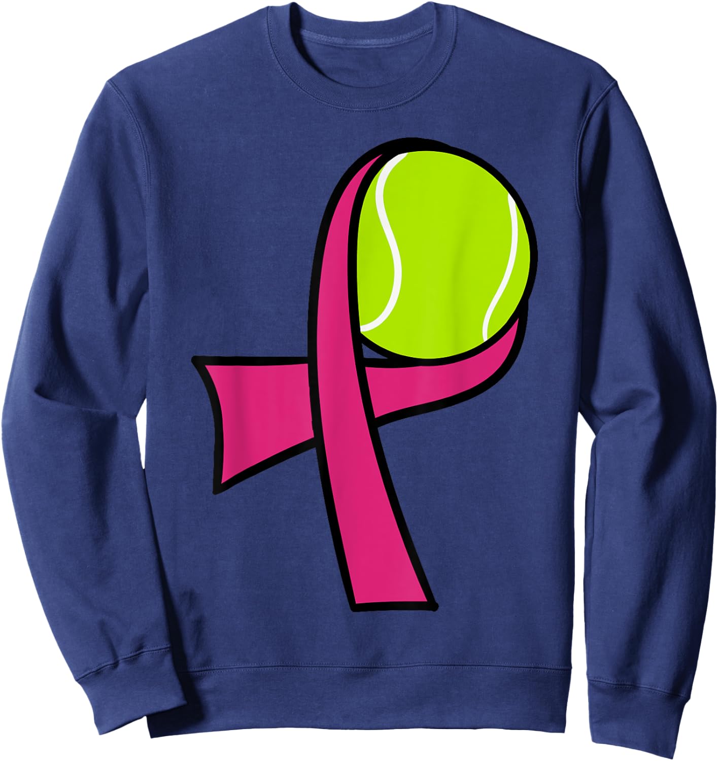 Breast Cancer Tennis Ball Pink Ribbon Mammogram Sport Smash Sweatshirt - Sweatshirt | Navy