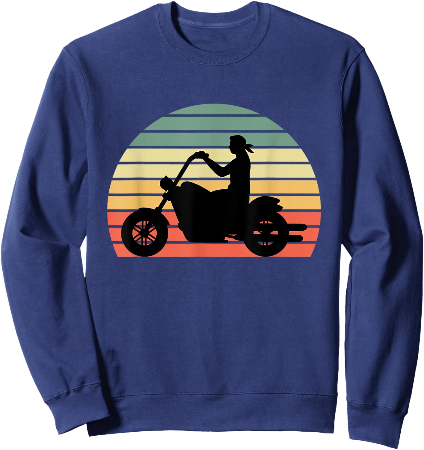 KaizenDesigns Vintage Biker - Retro Motorcycle Silhouette Sweatshirt - Sweatshirt | Navy