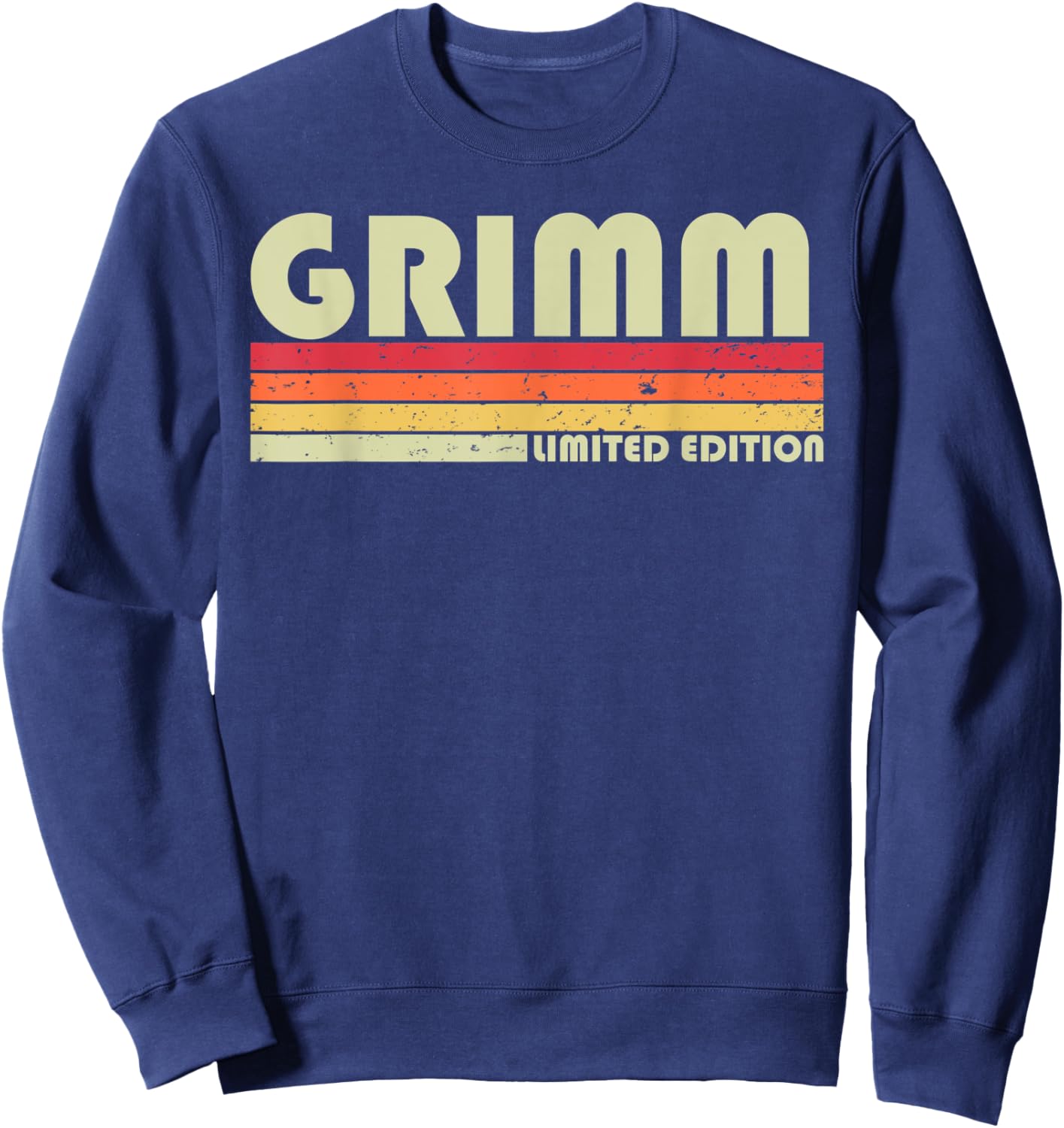 Customized Last Name Gifts Family Christmas Team Grimm Surname Funny Retro Vintage 80s 90s Birthday Reunion Sweatshirt - Sweatshirt | Navy