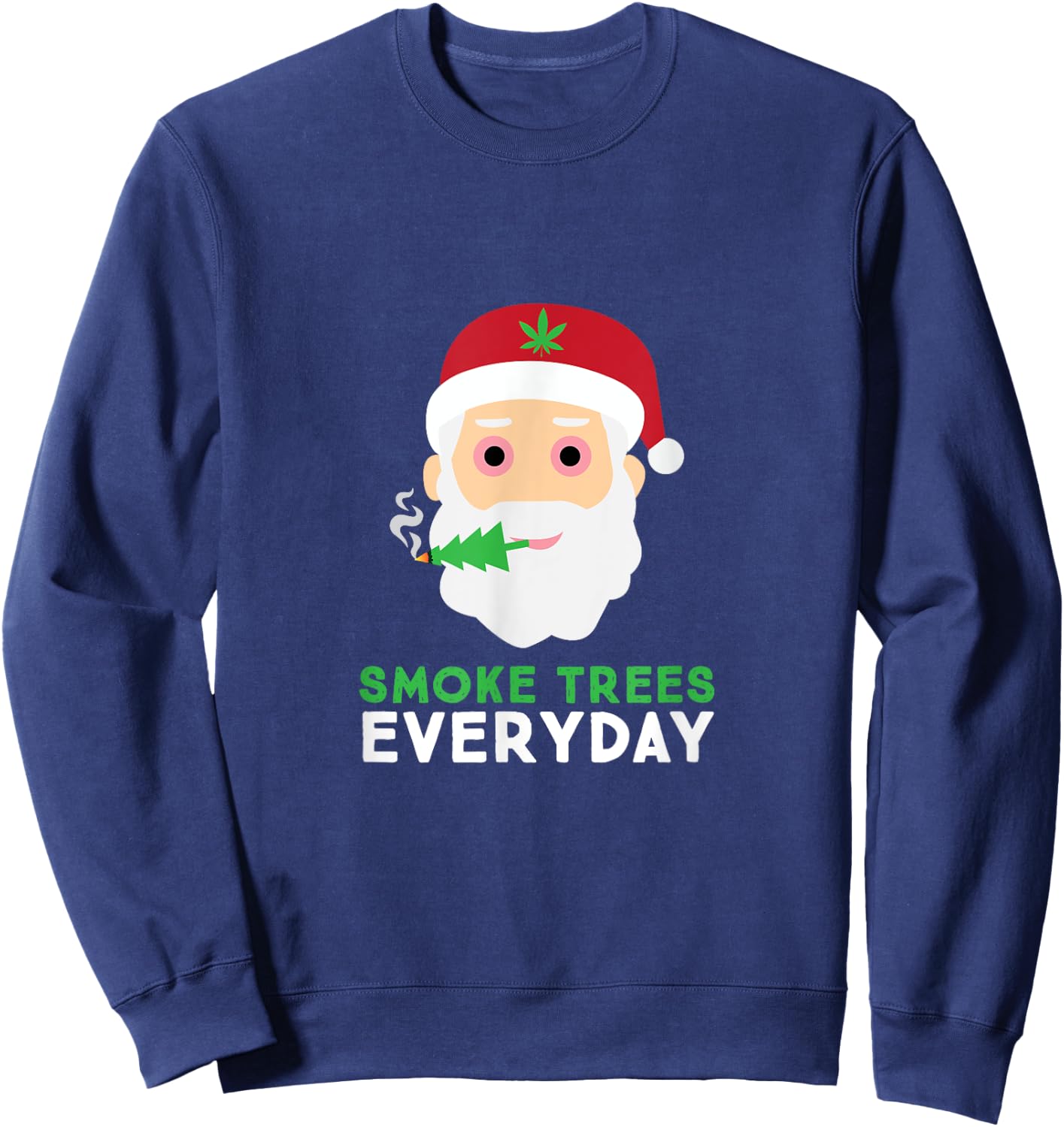 Funny Adult Christmas Tree Pajama Shirt Weed Gift Sweatshirt - Sweatshirt | Navy