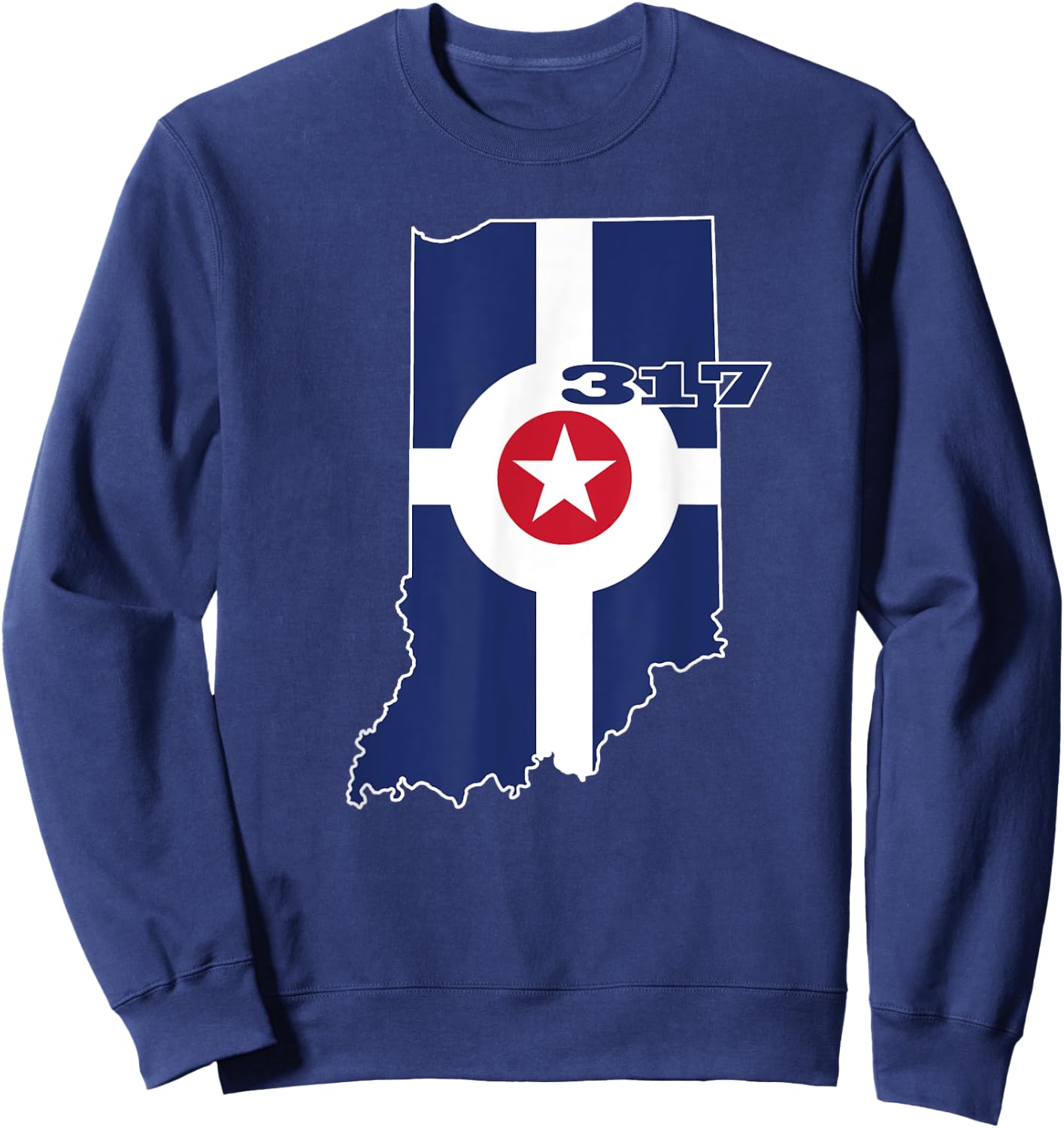 317 Circle City Flag Indianapolis Indiana - Naptown Sweatshirt - Sweatshirt | Navy