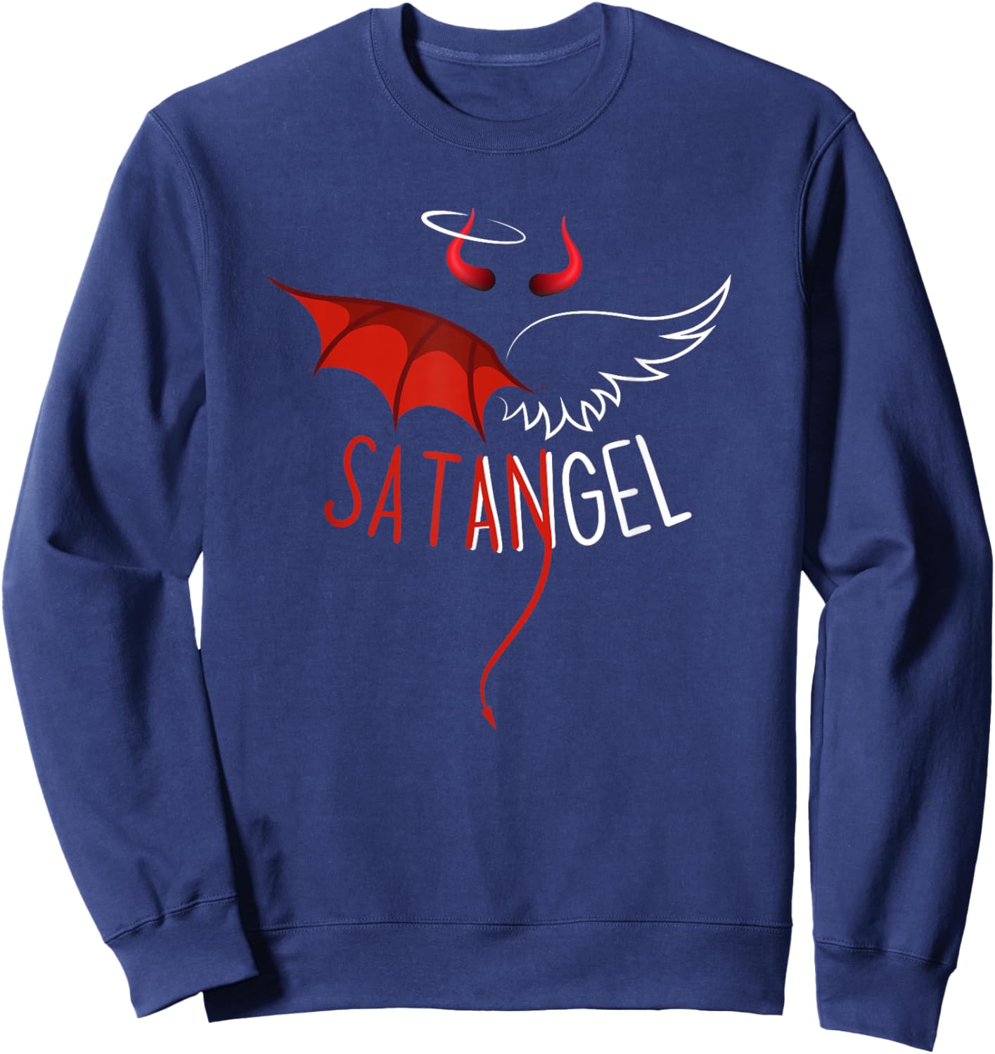 Half Angel Half Devil Gothic Emo Aesthetic Graphic Sweatshirt - Sweatshirt | Navy