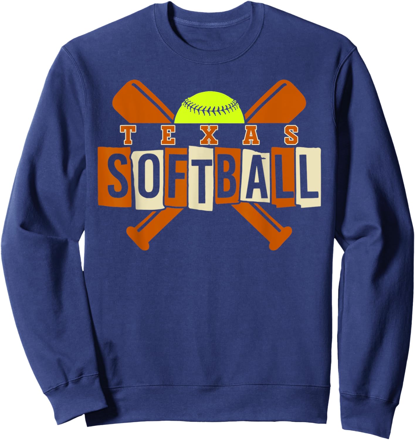 Texas Softball Vintage Kids Team Retro Softball Fan Sweatshirt - Sweatshirt | Navy