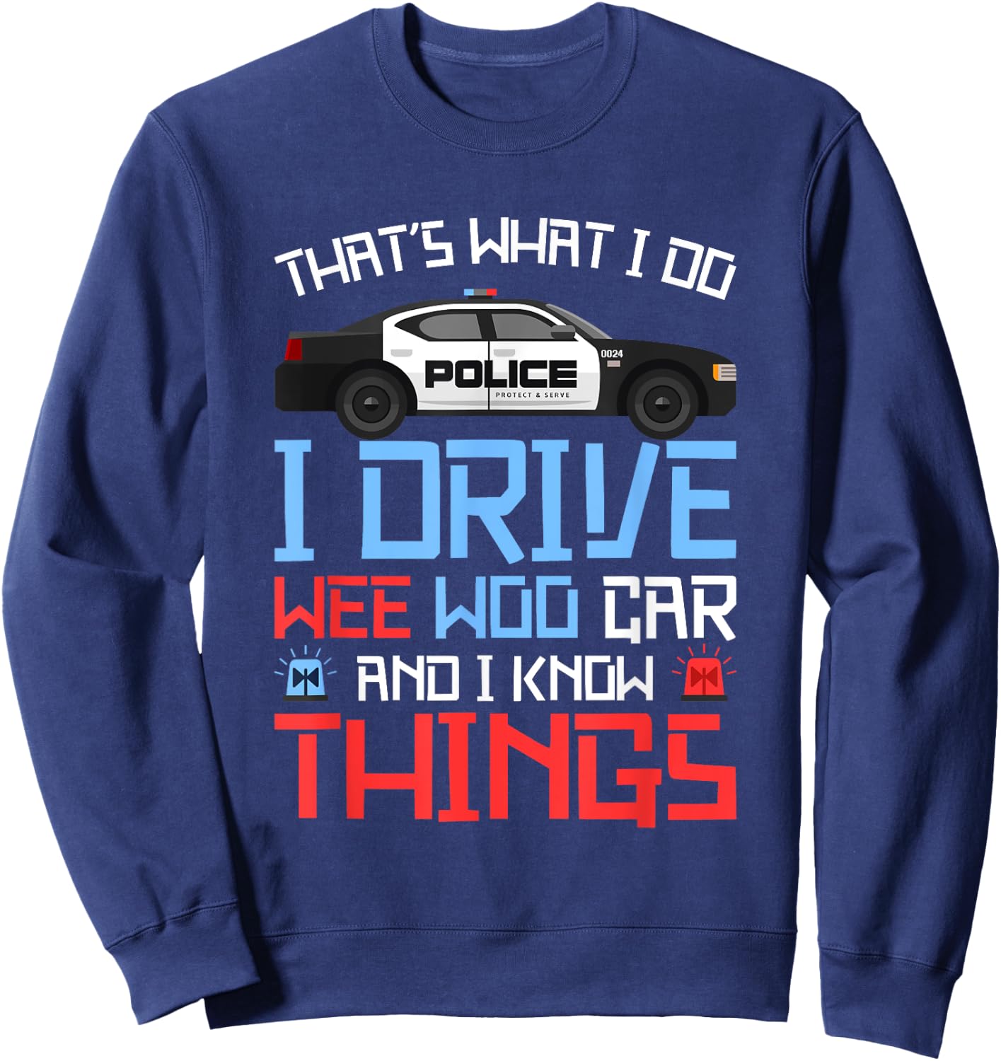 Police car police officer wee woo car design women men Sweatshirt - Sweatshirt | Navy