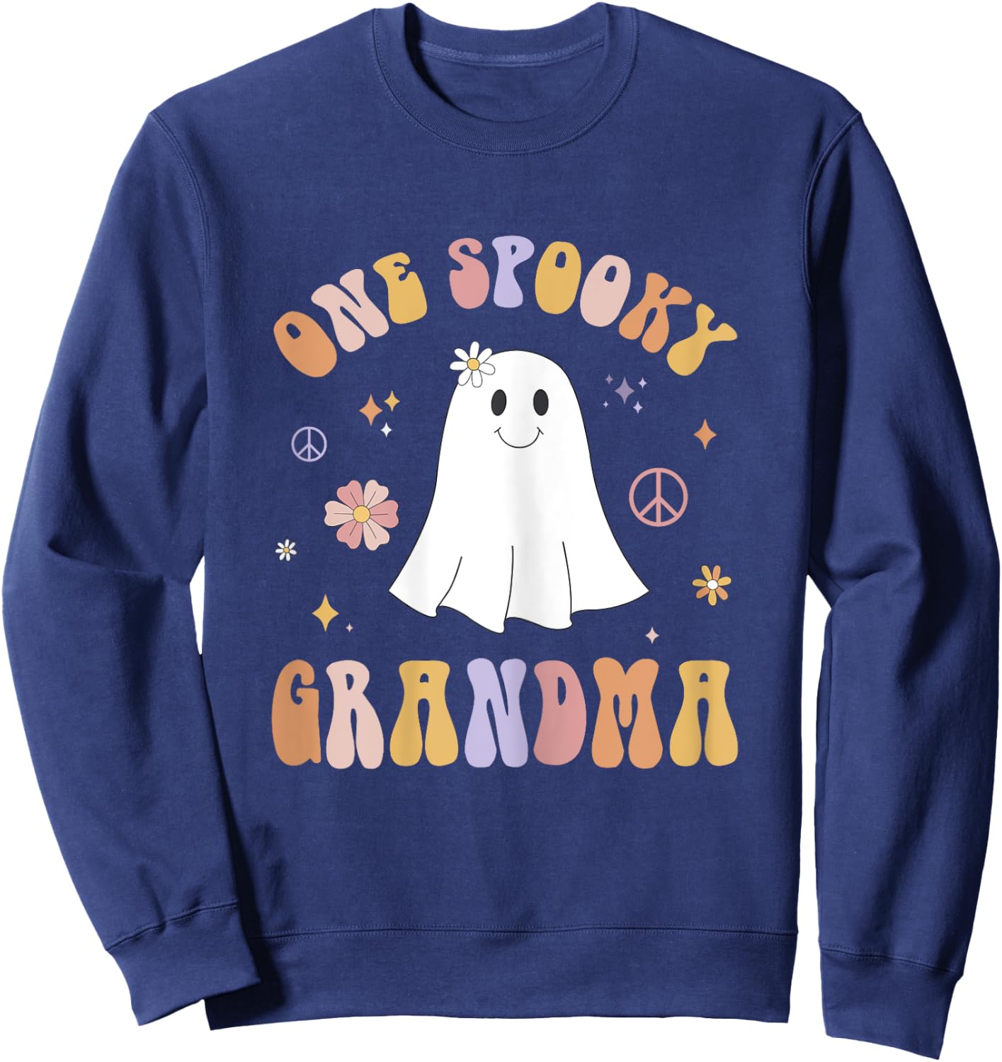One Spooky Grandma First Birthday Retro Halloween Ghost Boo Sweatshirt - Sweatshirt | Navy