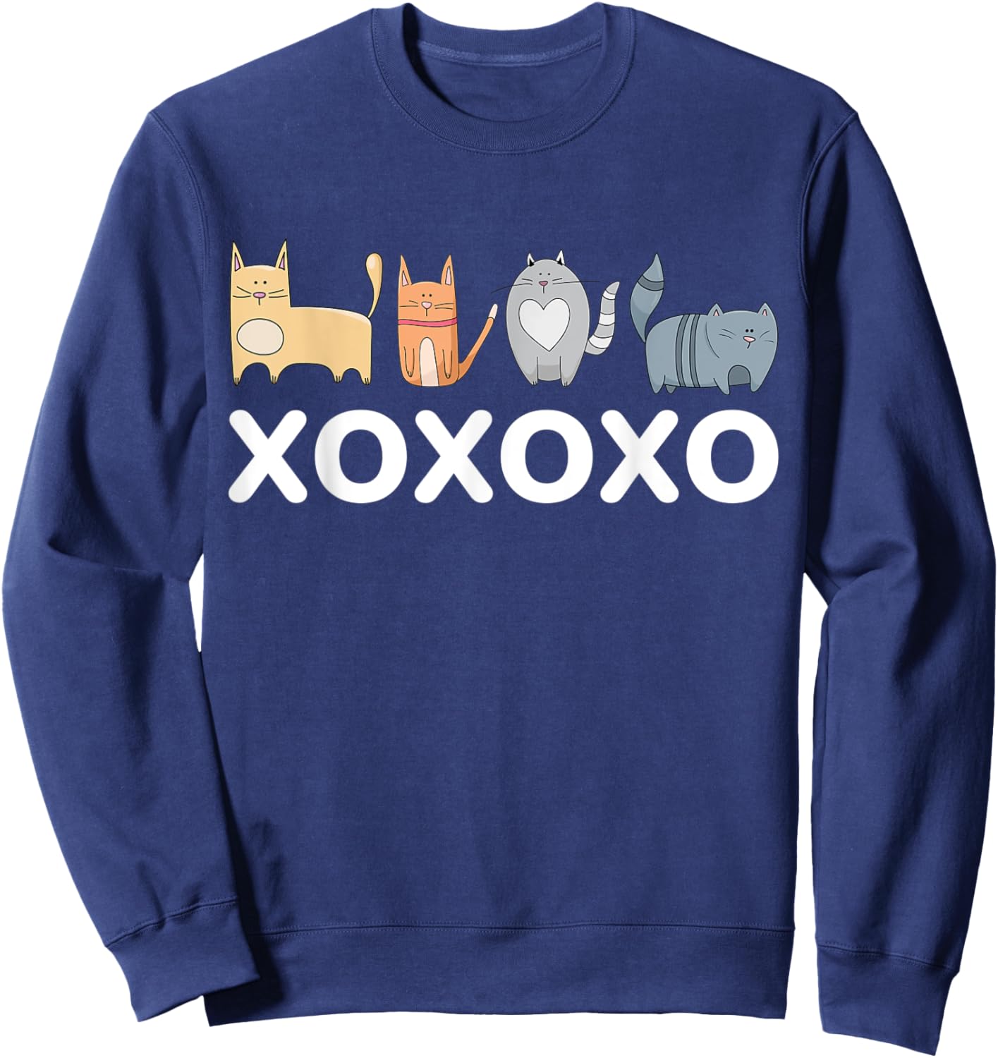 Cute Cat XOXOXO Design Women Kids Sweatshirt - Sweatshirt | Navy