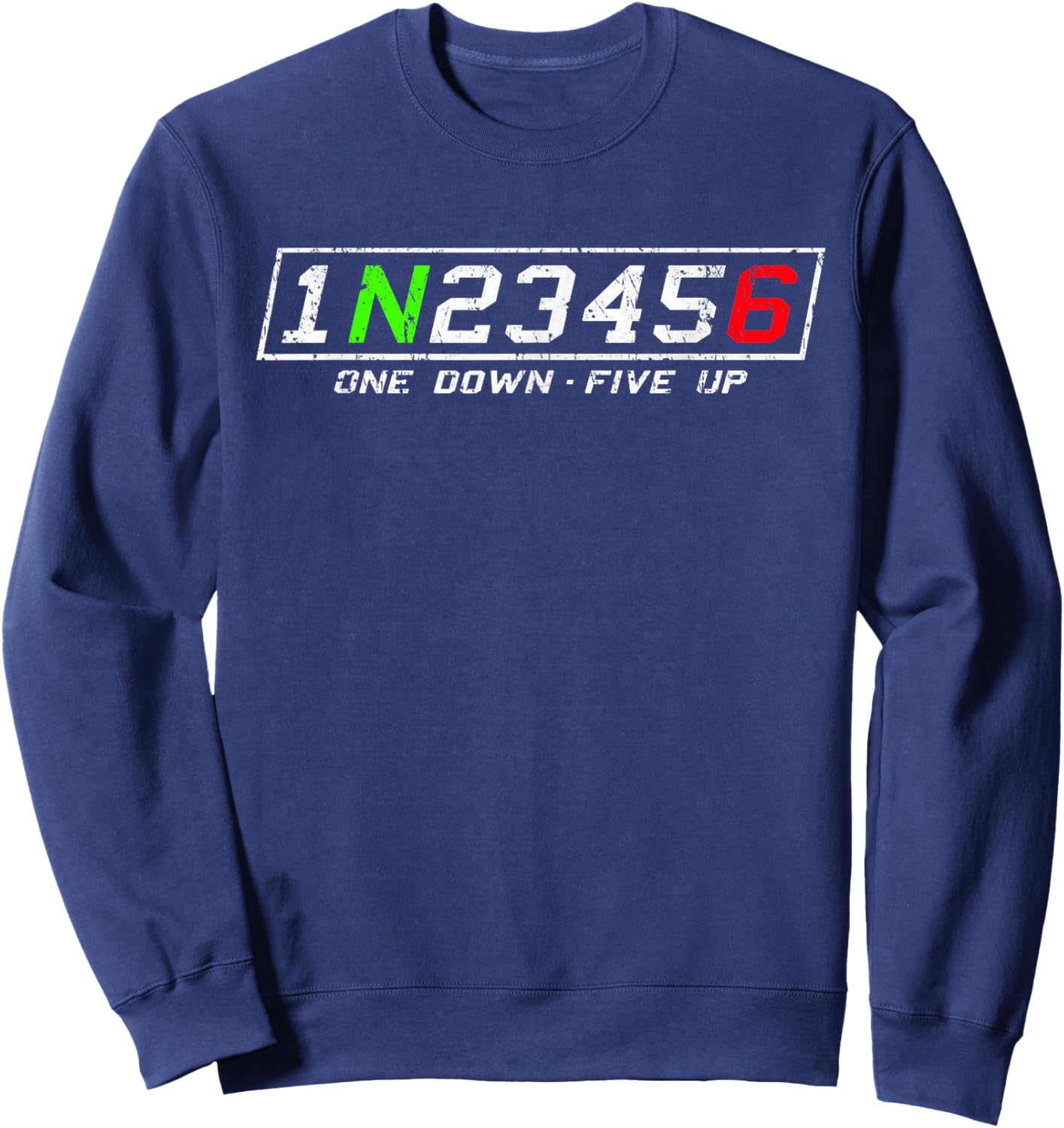 1n23456 Motorcycle Gear Shift Pattern for Biker Motorcyclist Sweatshirt - Sweatshirt | Navy