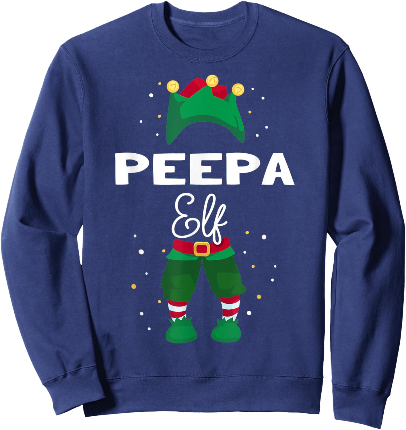 Funny Christmas Tree Lights Ugly Sweater PEEPA Elf Sweatshirt - Sweatshirt | Navy