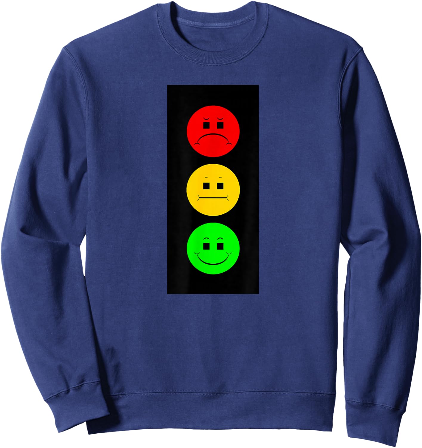 Moody Stoplight Traffic Signal Faces Funny Stop Light Sweatshirt - Sweatshirt | Navy