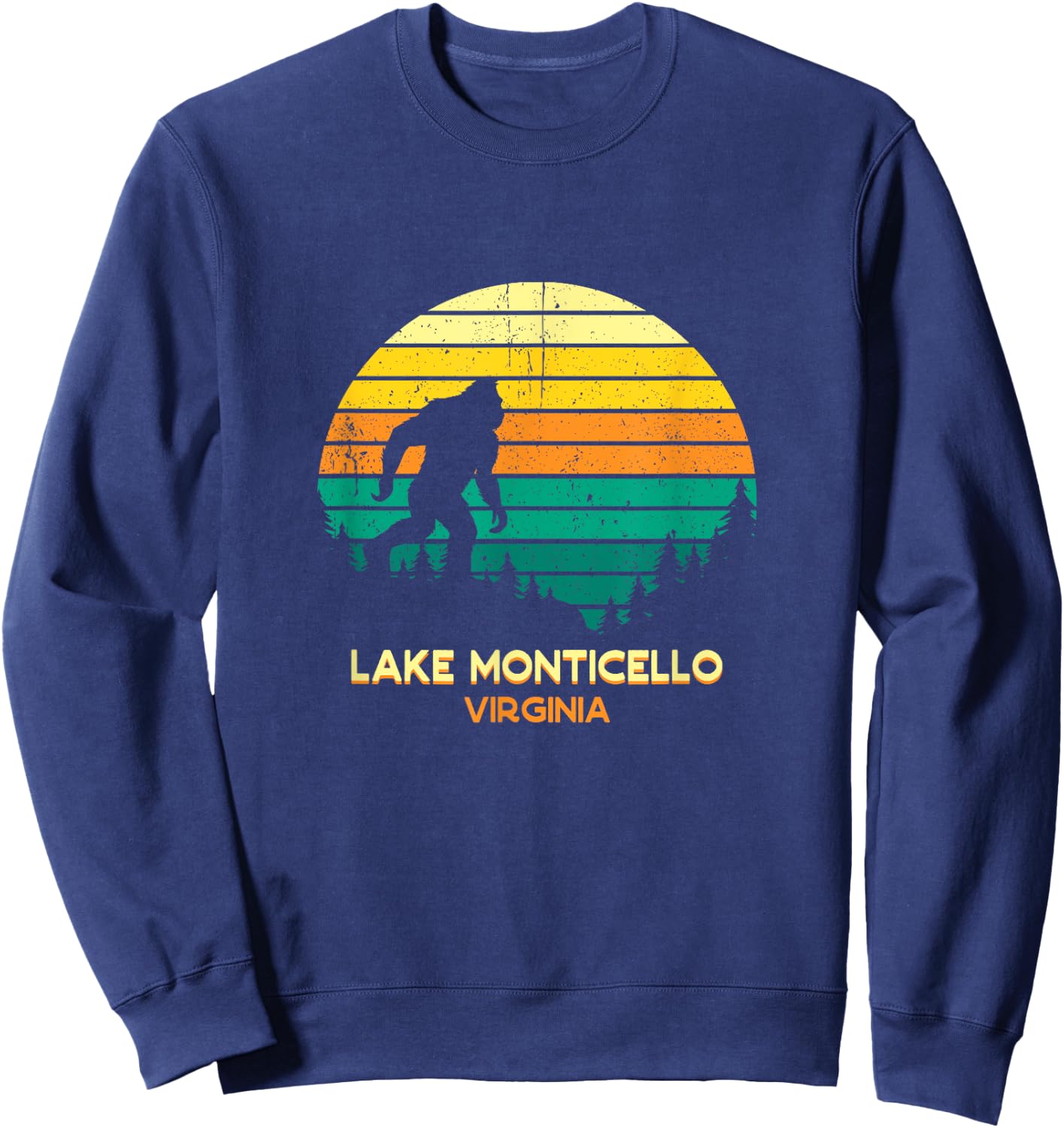 Retro Lake Monticello, Virginia Big foot Souvenir Sweatshirt - Sweatshirt | Navy