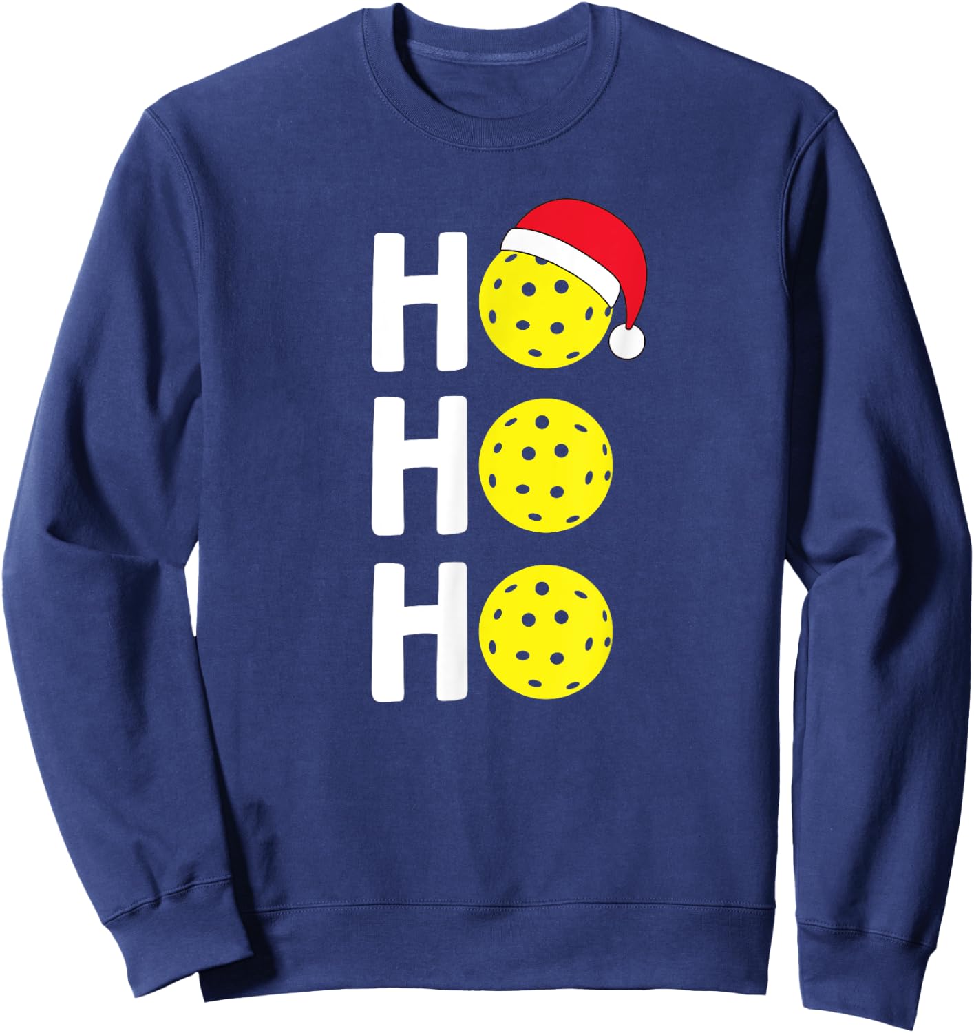 Christmas Pickleball T Shirt Santa Hat Holiday Ho Sweatshirt - Sweatshirt | Navy