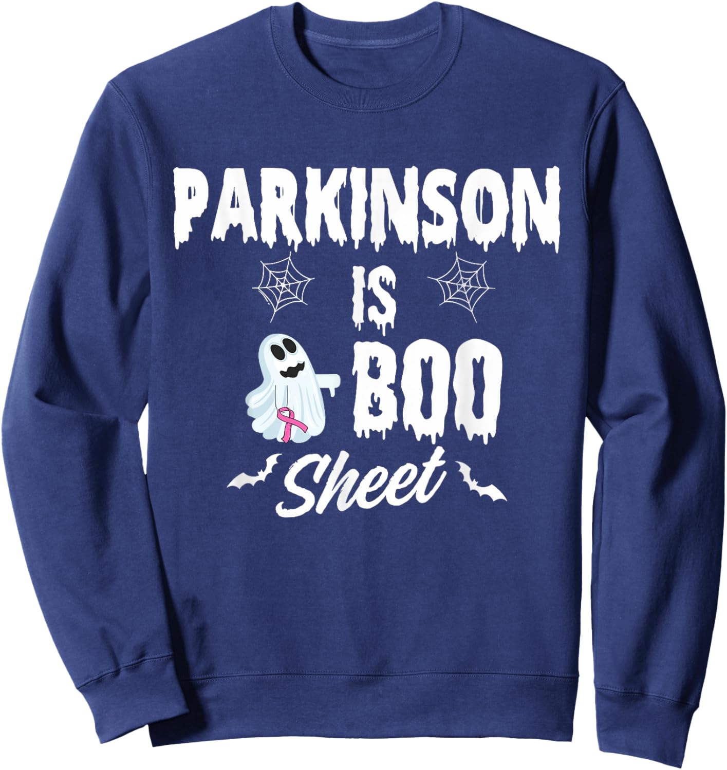 Vintage Cute Halloween Ghost Parkinson Is Boo Sheet Sweatshirt - Sweatshirt | Navy
