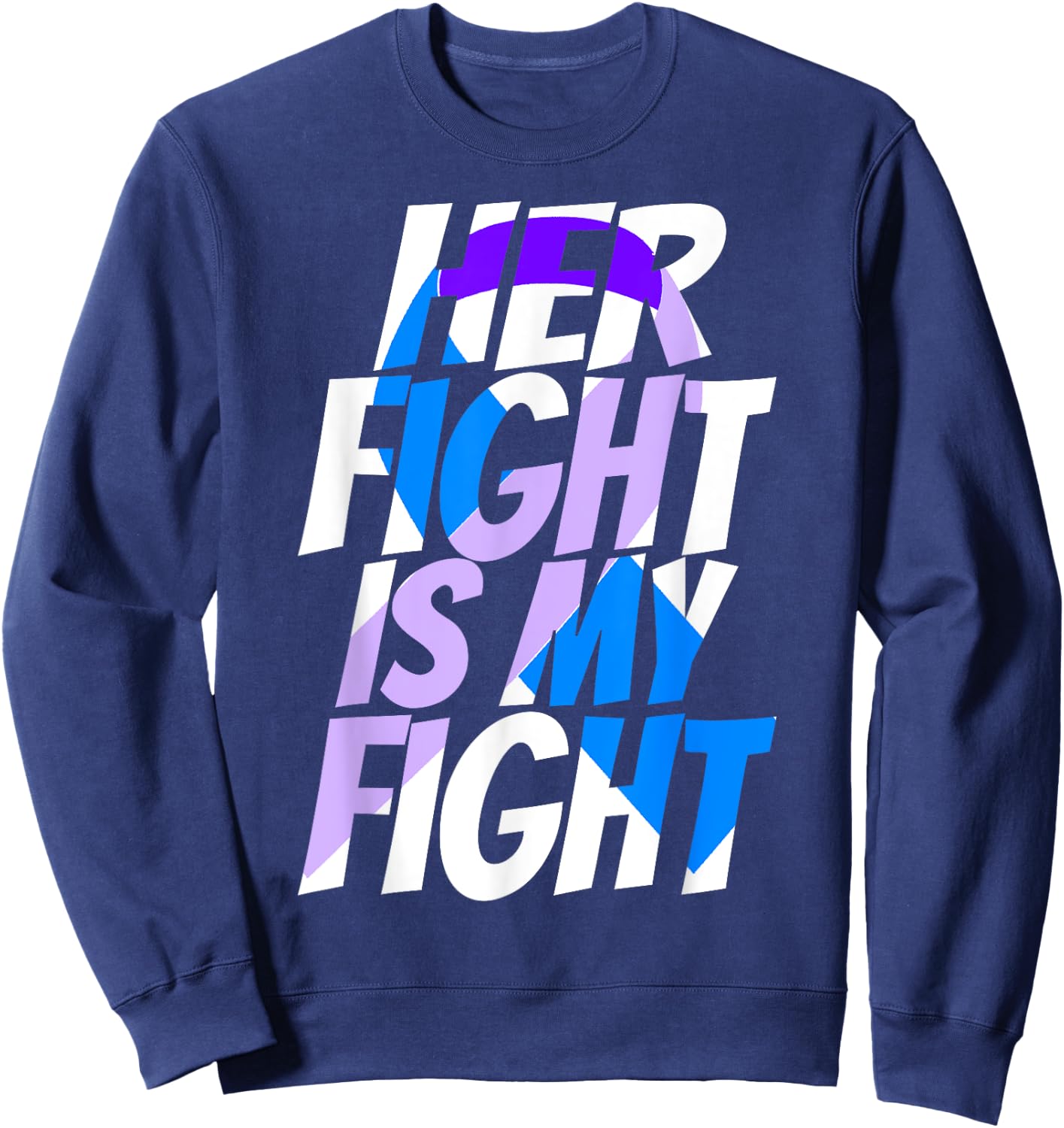 Cute Purple Blue Ribbon Shirt Preeclampsia Awareness Sweatshirt - Sweatshirt | Navy