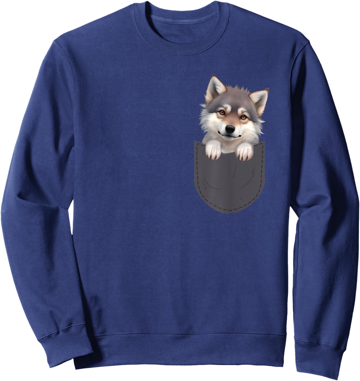 Wolf In Pocket - Wildlife Animal Lover Sweatshirt - Sweatshirt | Navy