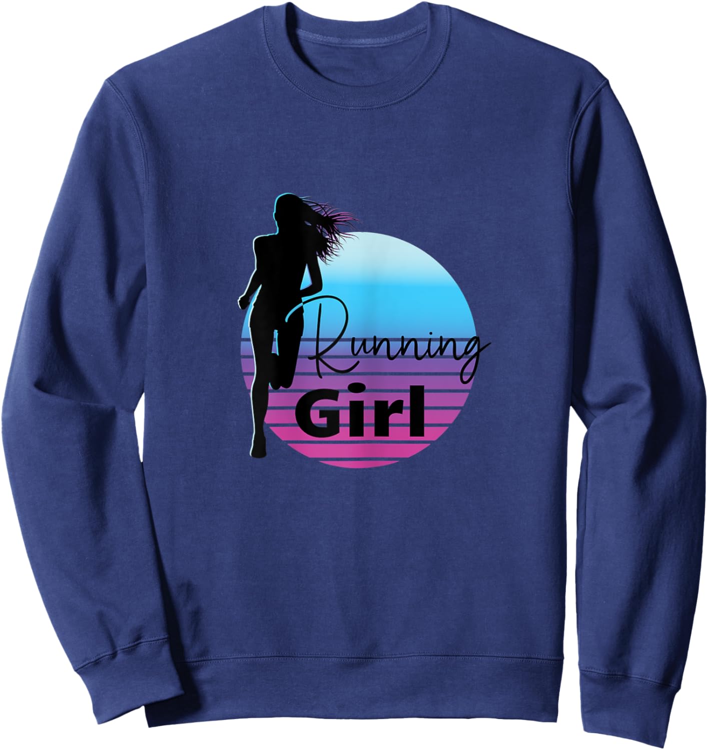Running Girl - Running and Jogging Female Runner Sweatshirt - Sweatshirt | Navy