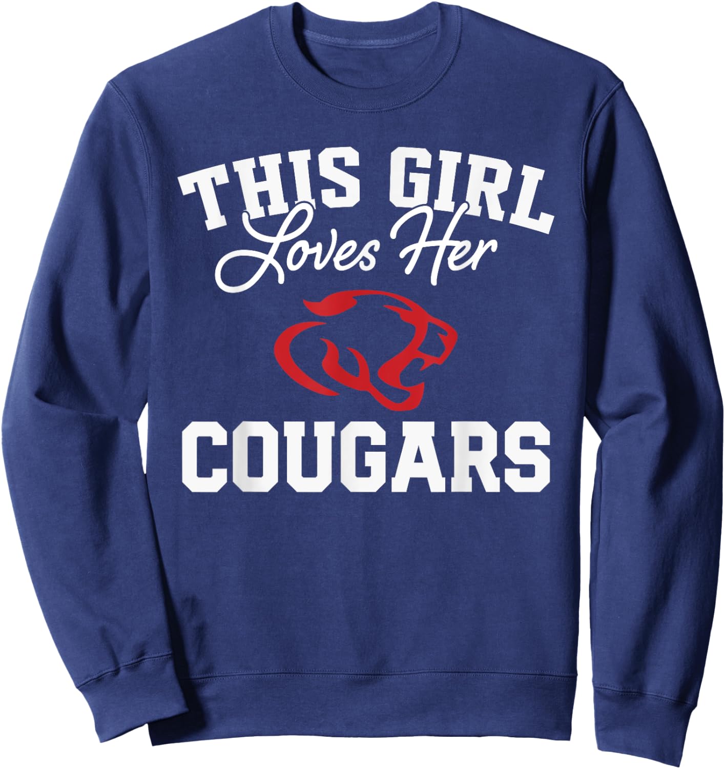 Crosby Cougars Logo This Girl Loves Her HS Sweatshirt - Sweatshirt | Navy