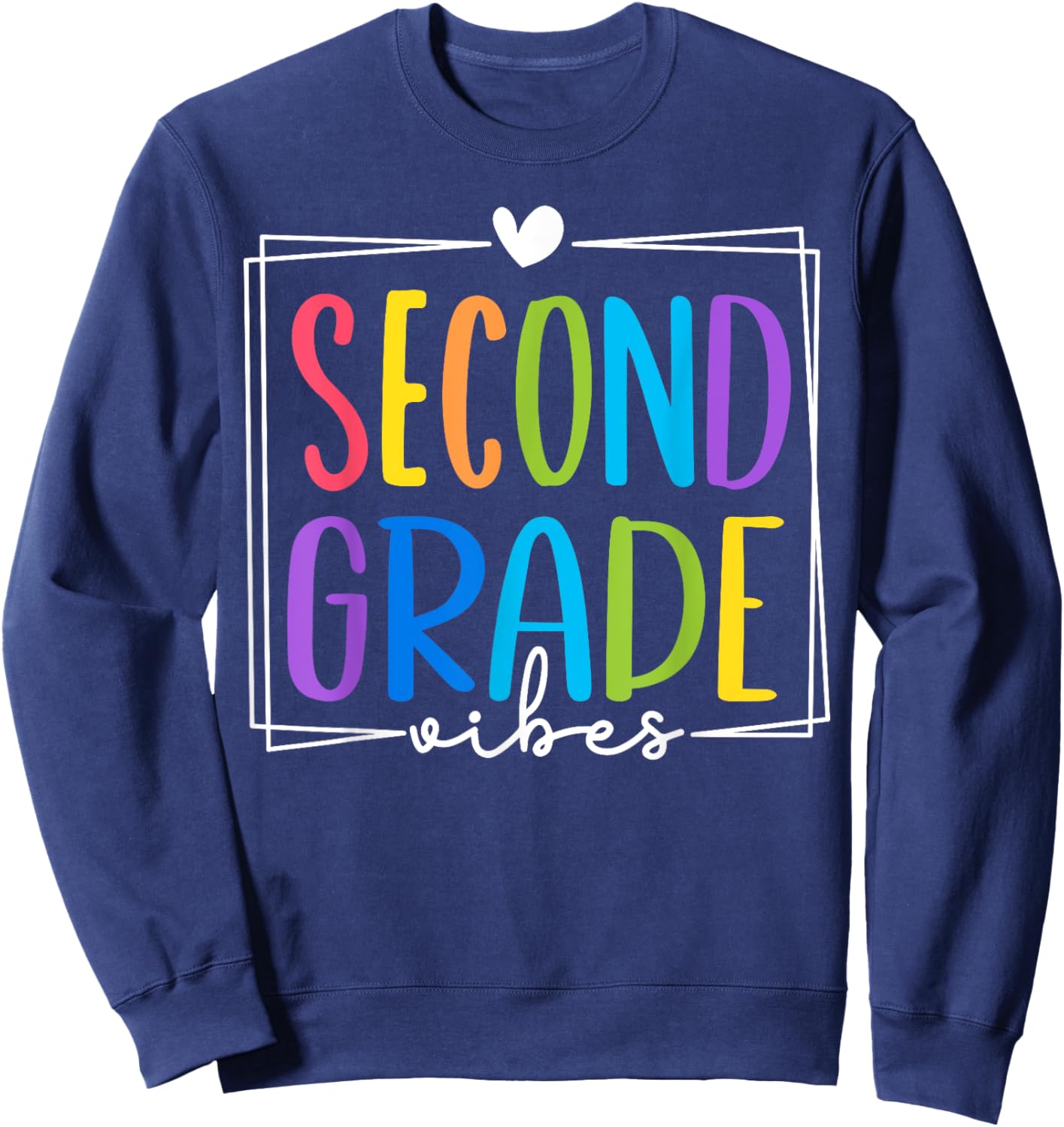 2nd Grade Vibes Back To School Hello 2nd Grade Teacher Kids Sweatshirt - Sweatshirt | Navy