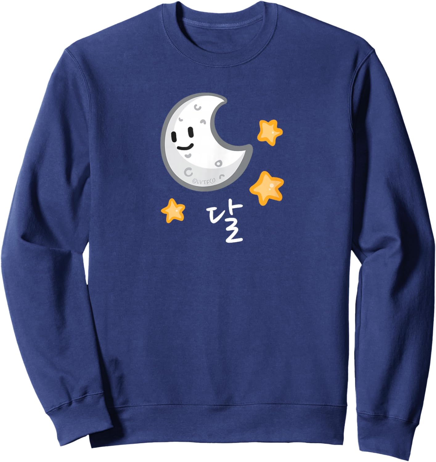 Korean Hangul Word and Illustration of Moon Sweatshirt - Sweatshirt | Navy