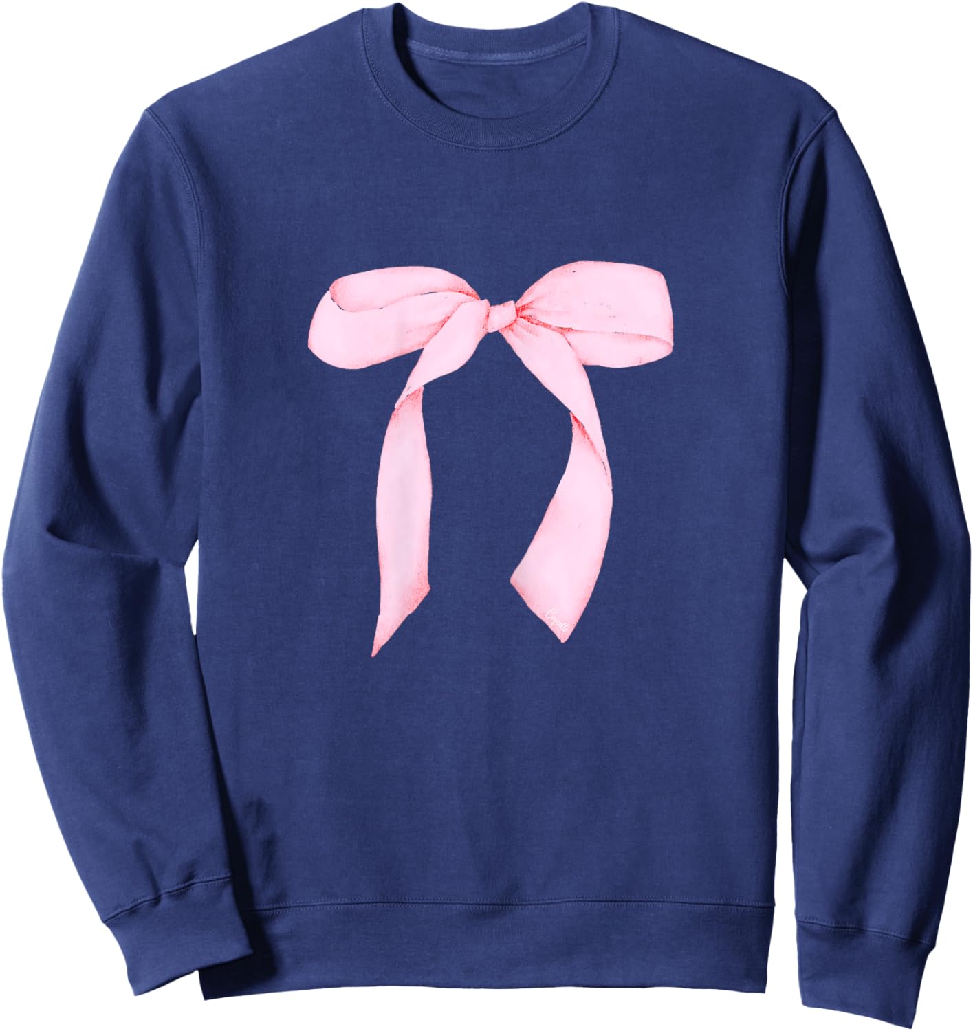 Women's Pink Bow Coquette Aesthetic Bow Print Bow Graphic Sweatshirt - Sweatshirt | Navy