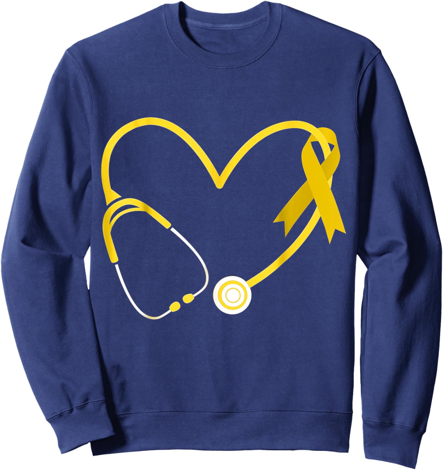 Doctor Nurse Heart Love Gold Childhood Cancer Awareness Gold Sweatshirt - Sweatshirt | Navy