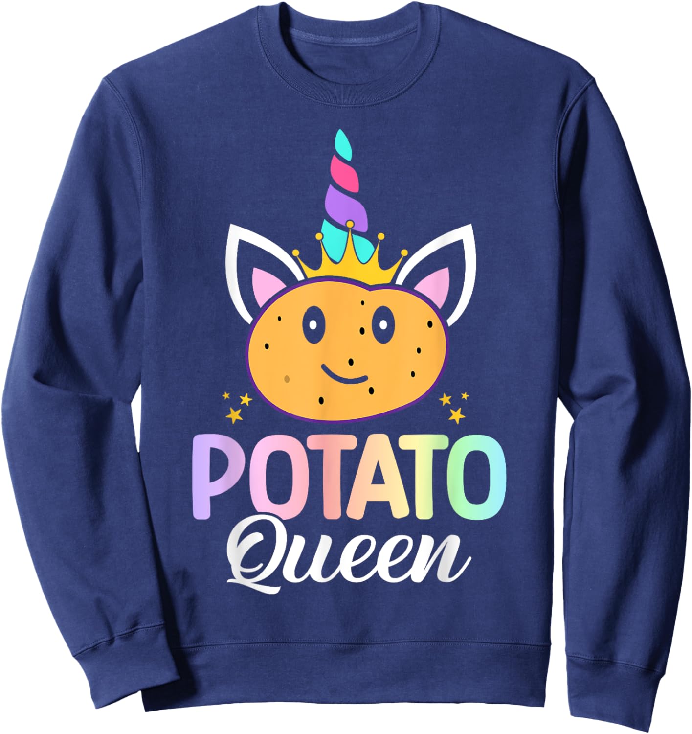 Potato Queen Female Potato Lover Girl Sweatshirt - Sweatshirt | Navy